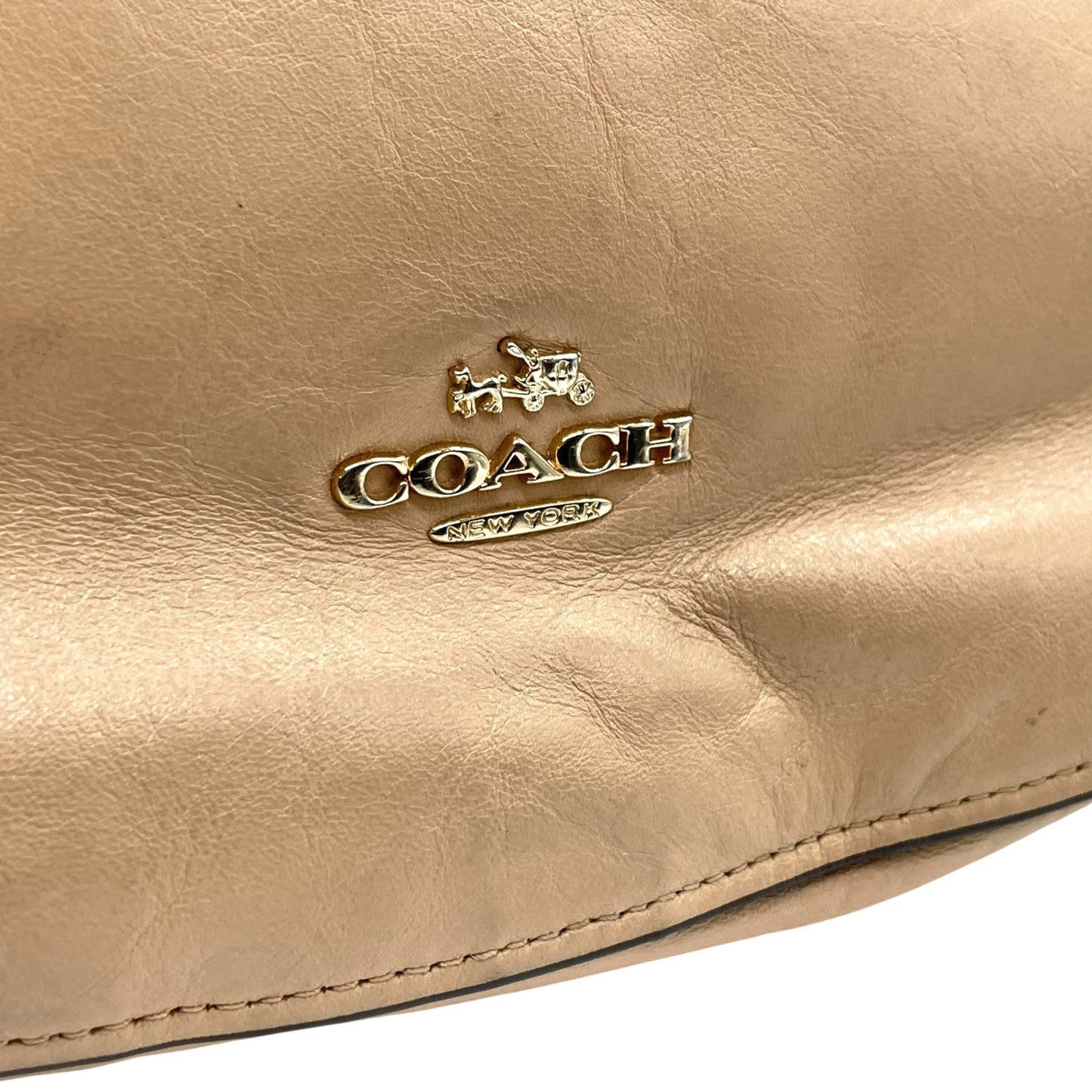 COACH コーチ チェルシー ワンショルダーバッグ ハンドバッグ ピンクベージュ レザー ゴールド金具 ホーボー 肩掛け可 ロゴ レディース T4