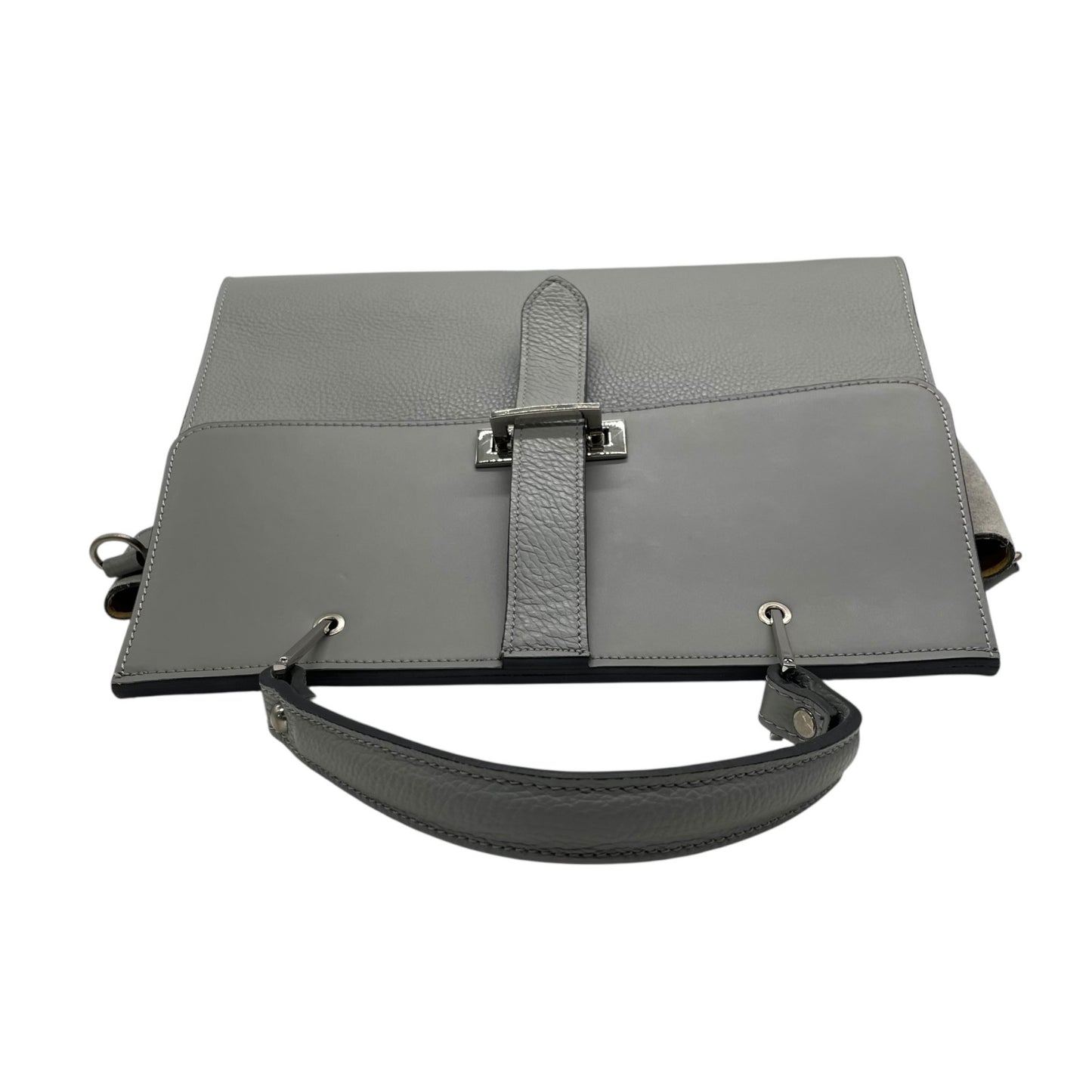 美品 CAMELIA ROMA カメリア 2WAY ハンドバッグ ショルダーバッグ グレー レザー スエード シルバー金具 手提げ 斜め掛け可 エレガント コンパクト レディース Q