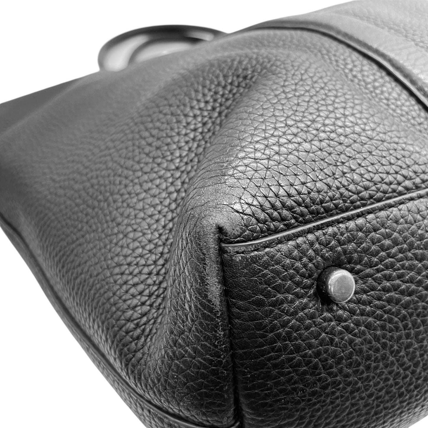 COACH コーチ 2WAY トートバッグ ショルダーバッグ 黒 ブラック レザー シボ革 シルバー金具 ロゴ 肩掛け可 斜め掛け可 ビジネス メンズ レディース J