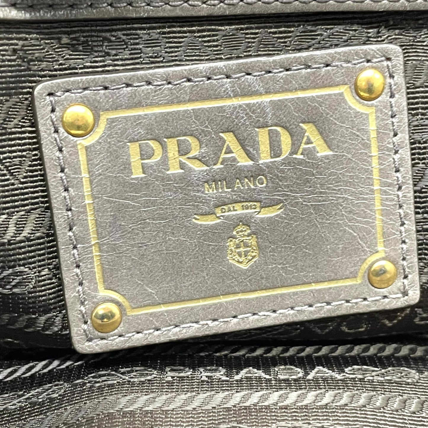 プラダ PRADA トートバッグ ショルダーバッグ 肩掛け 灰色 グレー レザー 金金具 ゴールド金具 2WAY K3