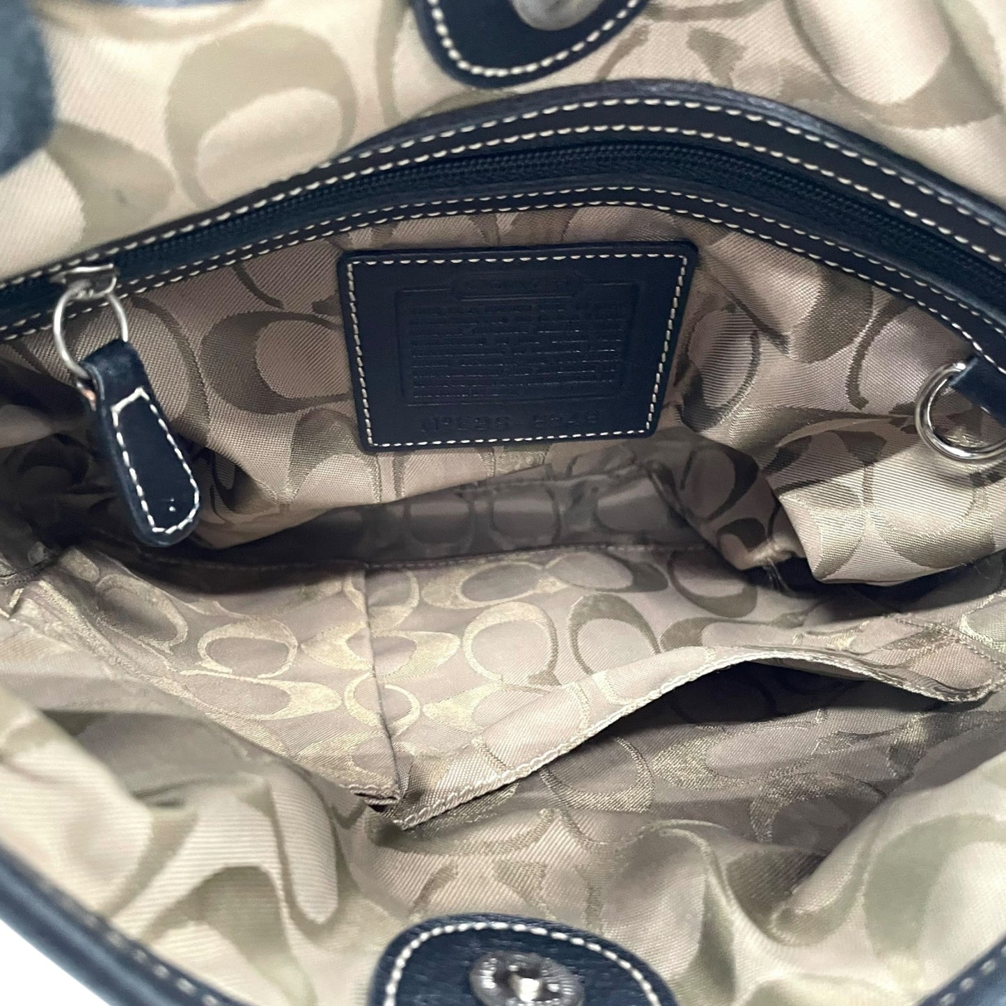 コーチ COACH ショルダーバッグ 9549 レザー 黒 ブラック シルバー金具 ホワイトステッチ 肩掛け 通勤 通学 E5