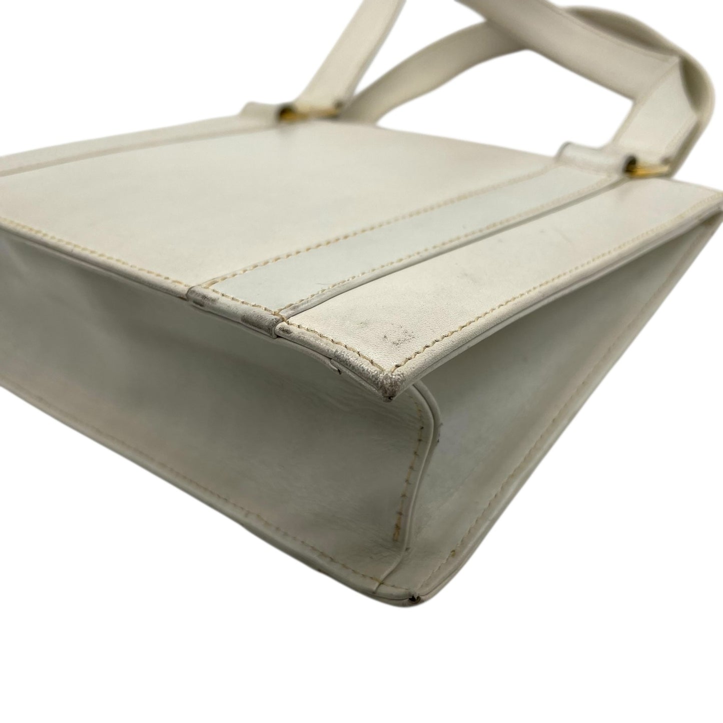 Salvatore Ferragamo サルヴァトーレフェラガモ ヴィンテージ ハンドバッグ レザー ホワイト ゴールド金具 K7