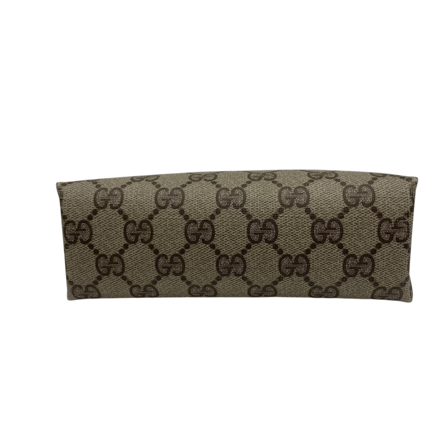 GUCCI グッチ GGスプリーム PVC レザー ポーチ グレー ベージュ ブラウン ゴールド金具 64・01 クラシックデザイン メンズ C
