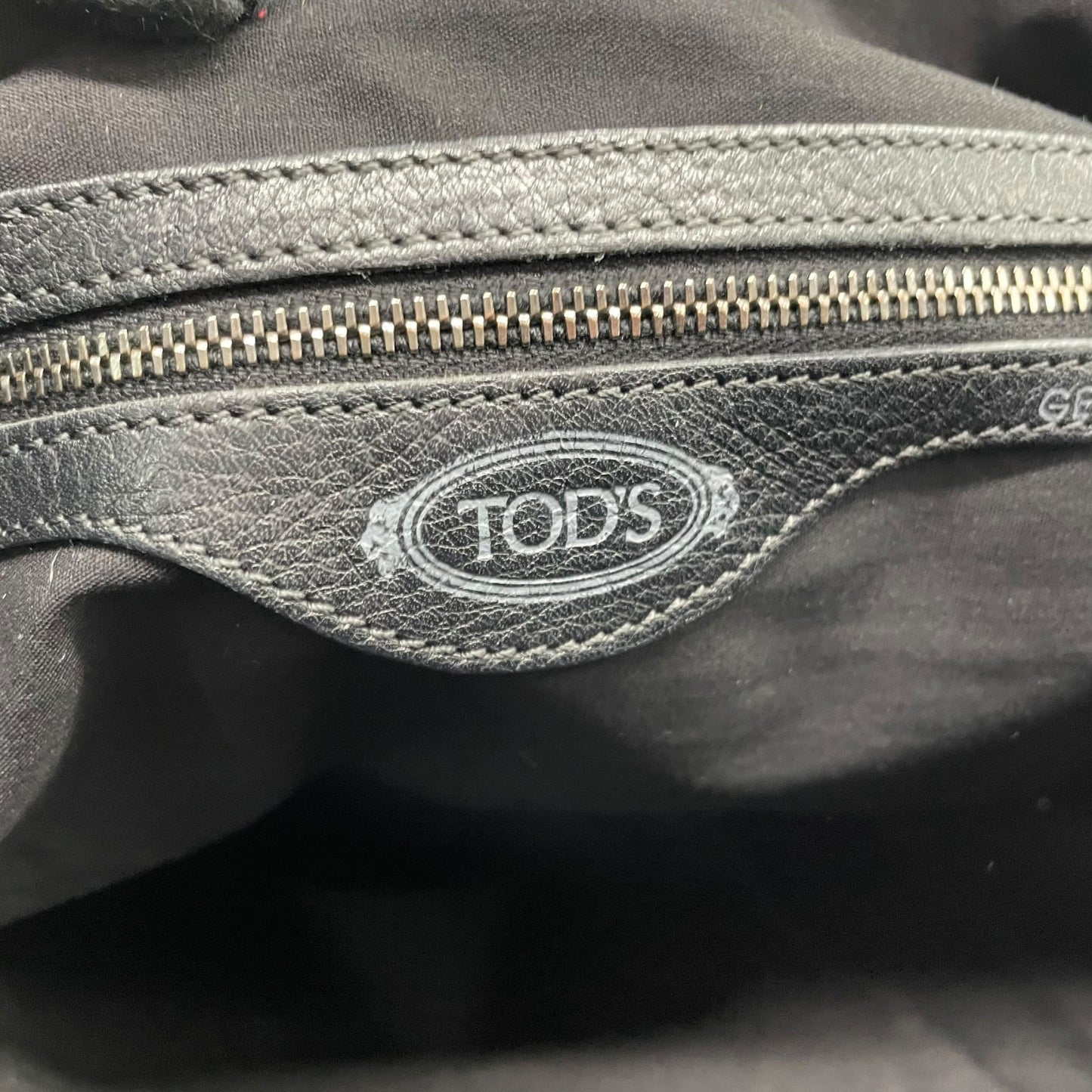 Authentic TOD'S Boston Handbag Leather Black Silver Hardware Padlock Women's