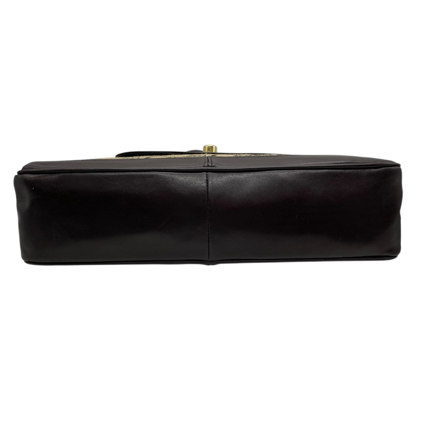 Authentic CELINE C Macadam Turnlock Handbag Canvas Leather Brown Gold Hardware Women