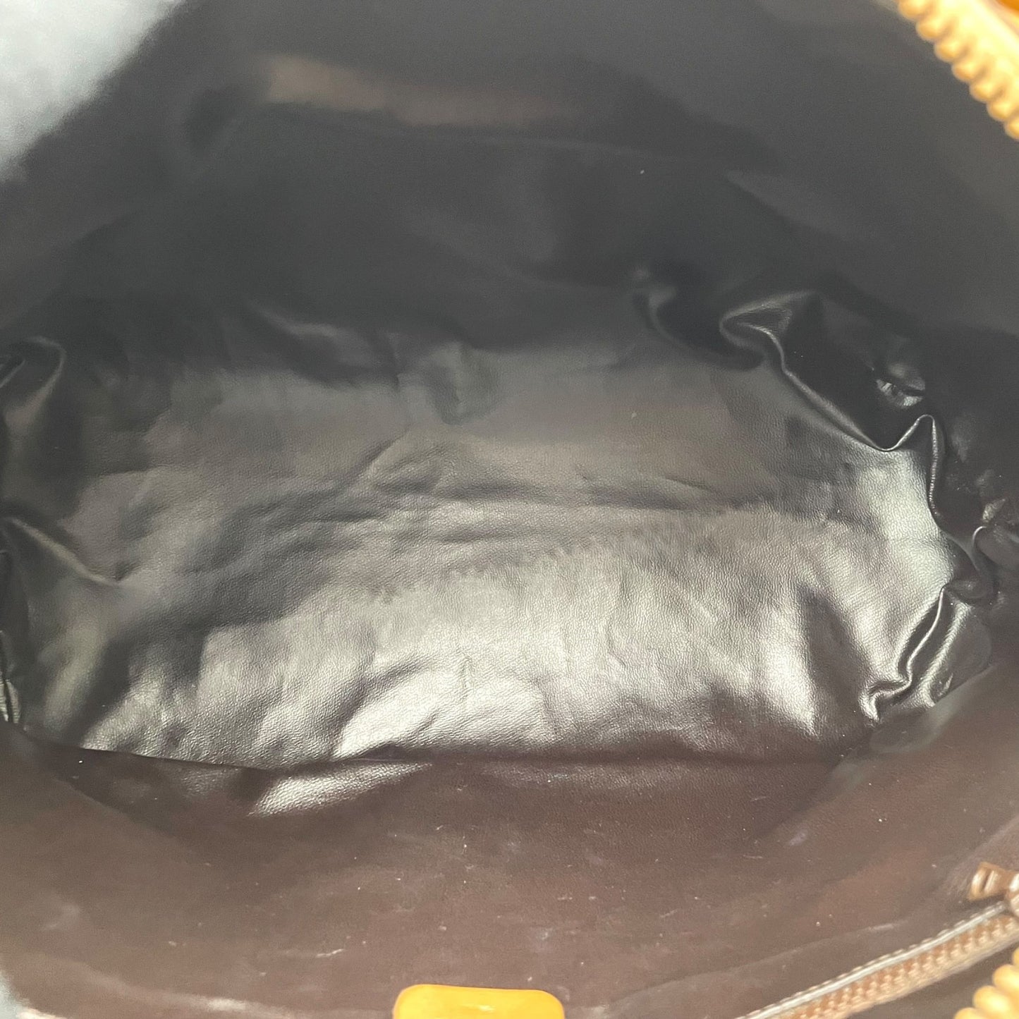 Authentic CELINE Vintage Macadam Handbag Leather PVC Beige Brown Gold Hardware Tote Bag Women's