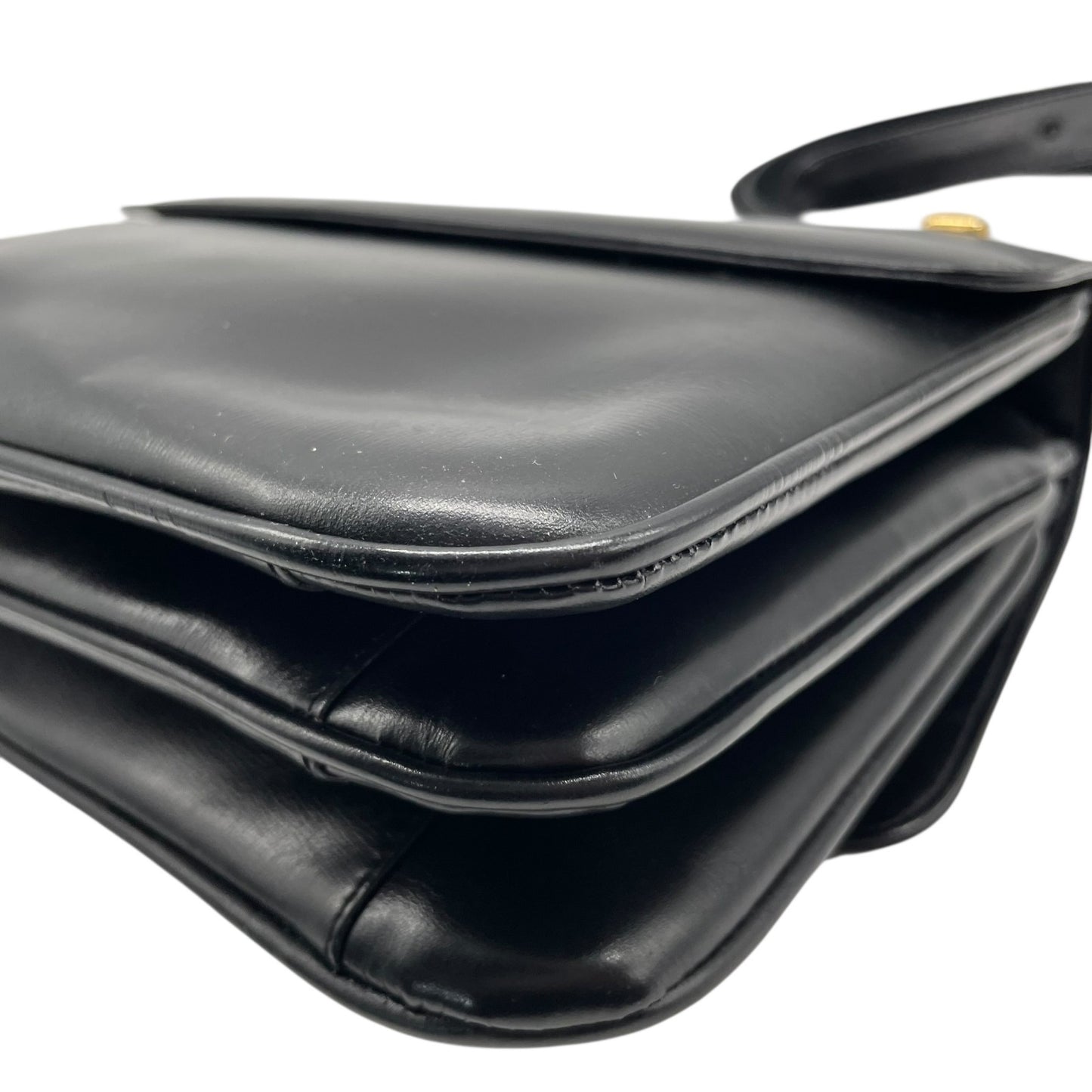 美品 CELINE セリーヌ ショルダーバッグ 黒 ブラック レザー 馬車金具 ゴールド金具 ホースキャリッジ サルキー ヴィンテージ レディース オールドセリーヌ 斜め掛け可 フラップ開閉 C1