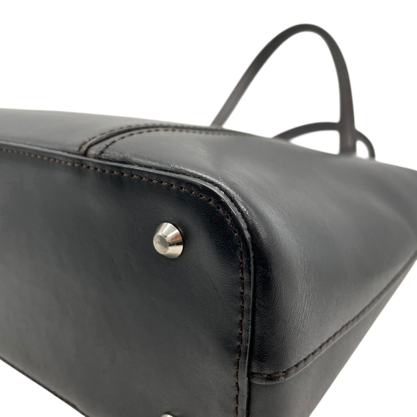 Authentic BURBERRY Handbag Leather Black Silver Hardware Logo Nova Check Women's