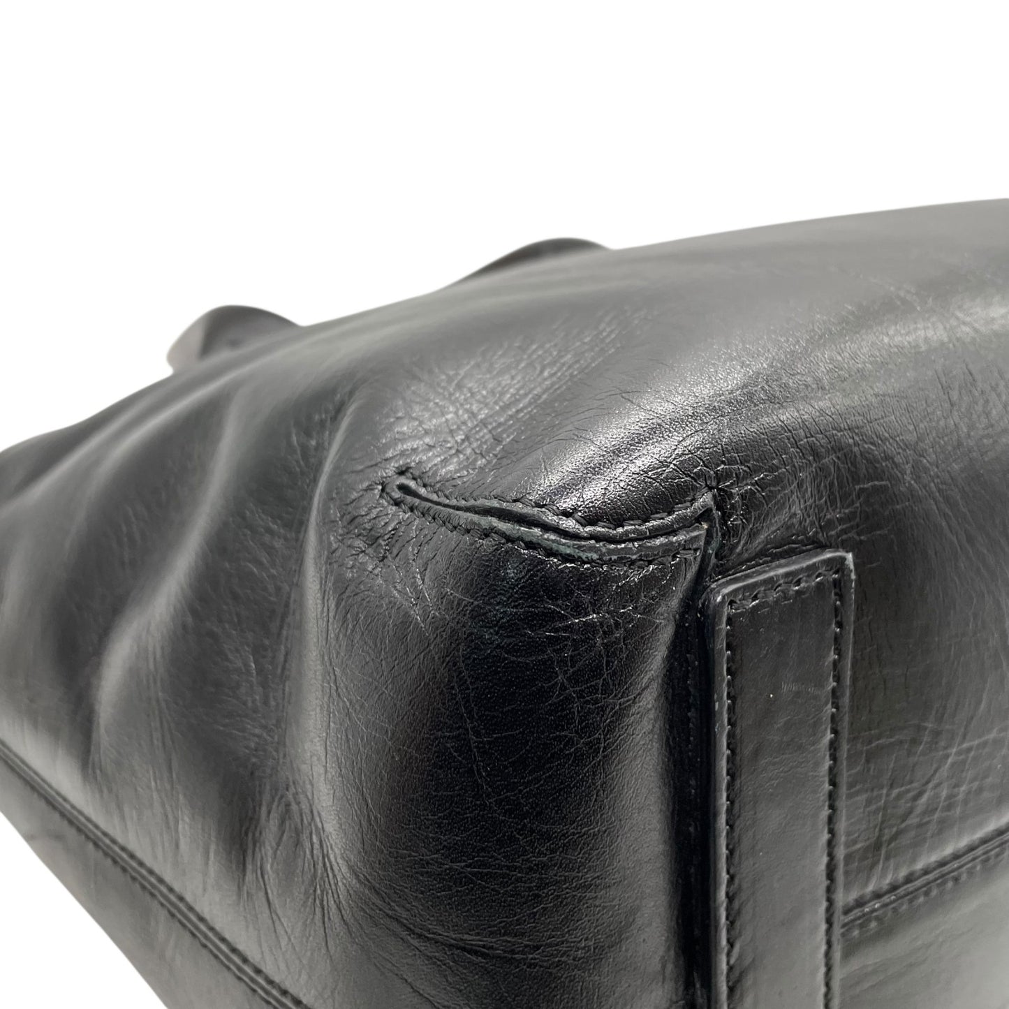 美品 HIROFU ヒロフ トートバッグ ハンドバッグ Hロゴ 黒 ブラック レザー シルバー金具 手提げ A4収納可 レディース H