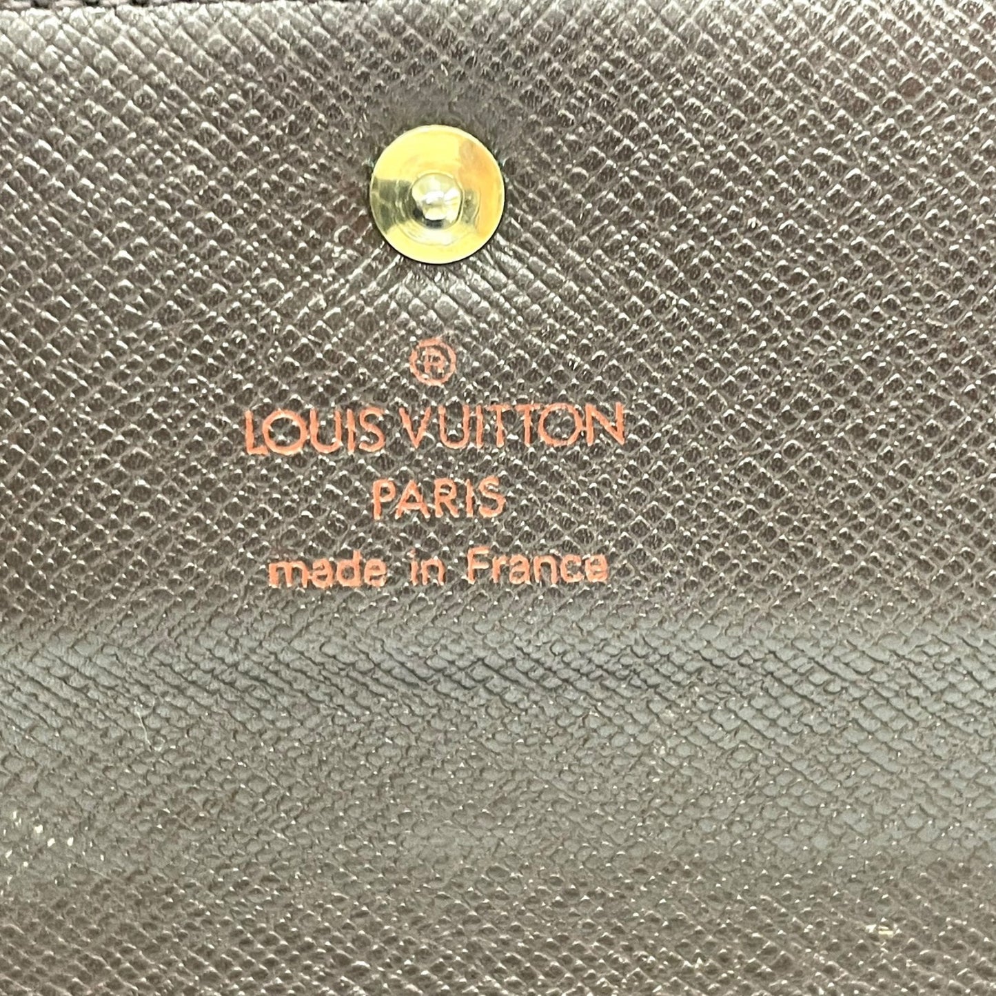 LOUIS VUITTON ルイヴィトン ダミエ エベヌ ポルト トレゾール エテュイ パピエ 三つ折り財布 N61202 茶 ブラウン PVC レザー ゴールド金具 メンズ レディース W3