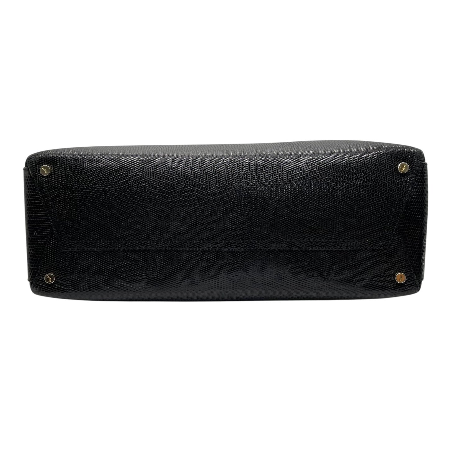 Salvatore Ferragamo フェラガモ ヴァラリボン トートバッグ ワンショルダー レザー トカゲ型押し 黒 ブラック ゴールド金具 肩掛け可 サルヴァトーレフェラガモ レディース E