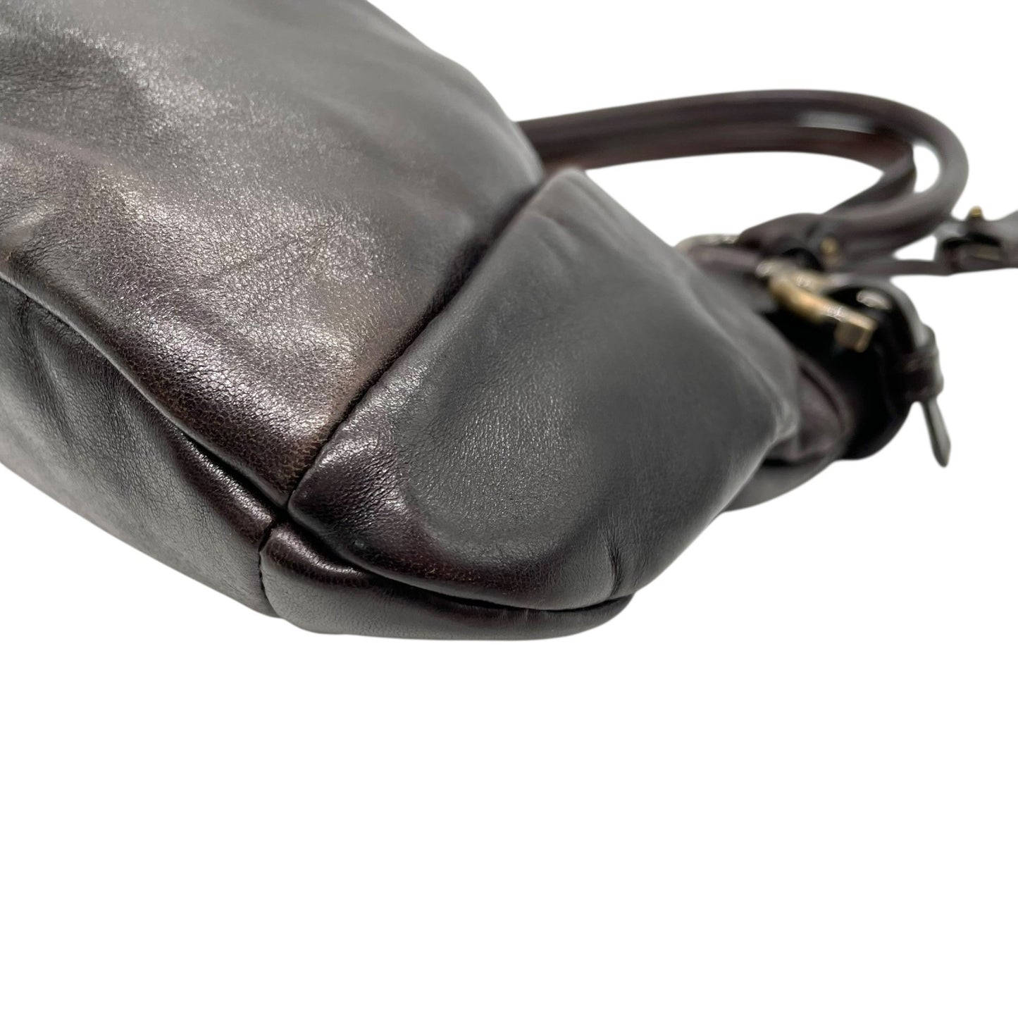 美品 Salvatore Ferragamo フェラガモ ガンチーニ ハンドバッグ レザー 茶 ダークブラウン マリッサ シルバー金具 クロシェット レディース 手提げ K6