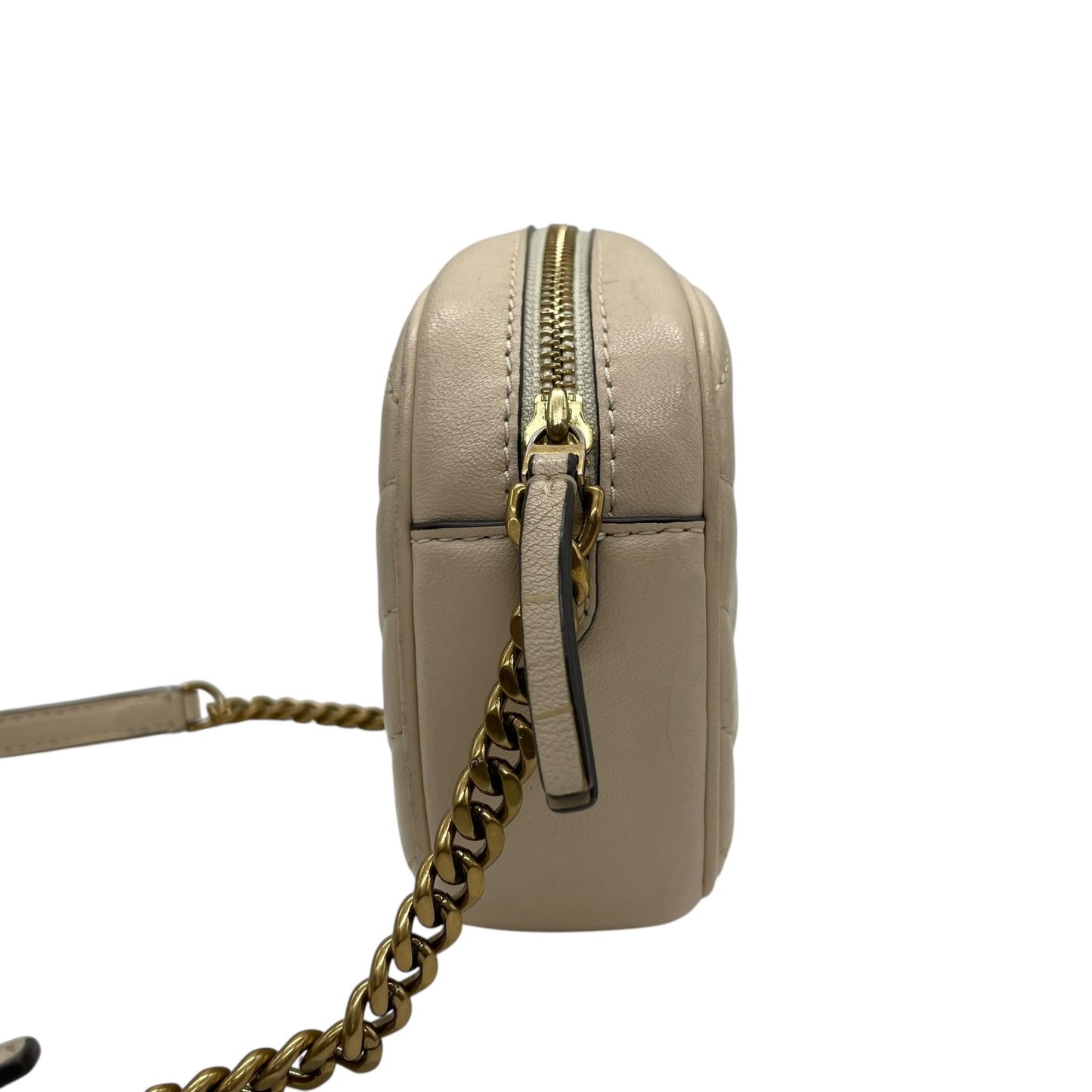 TORY BURCH トリーバーチ キラ カメラバッグ ショルダーバッグ アイボリー ベージュ レザー ゴールド金具 キルティング ロゴ チェーン レディース K9