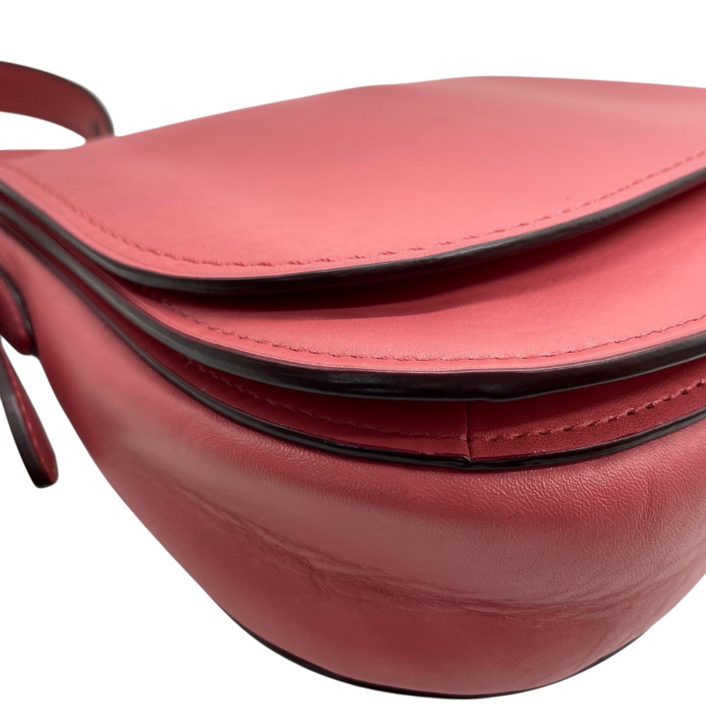 美品 COACH コーチ ショルダーバッグ サドルバッグ グラブタン レザー ピンク ブラック金具 SD-20115 斜め掛け可 フラップ開閉 レディース K4