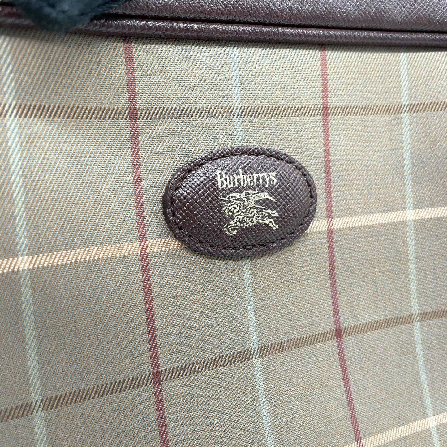 美品 Burberry バーバリー クラッチバッグ セカンドバッグ ポーチ カーキ ブラウン キャンバス レザー チェック ホースロゴ メンズ レディース ヴィンテージ S97