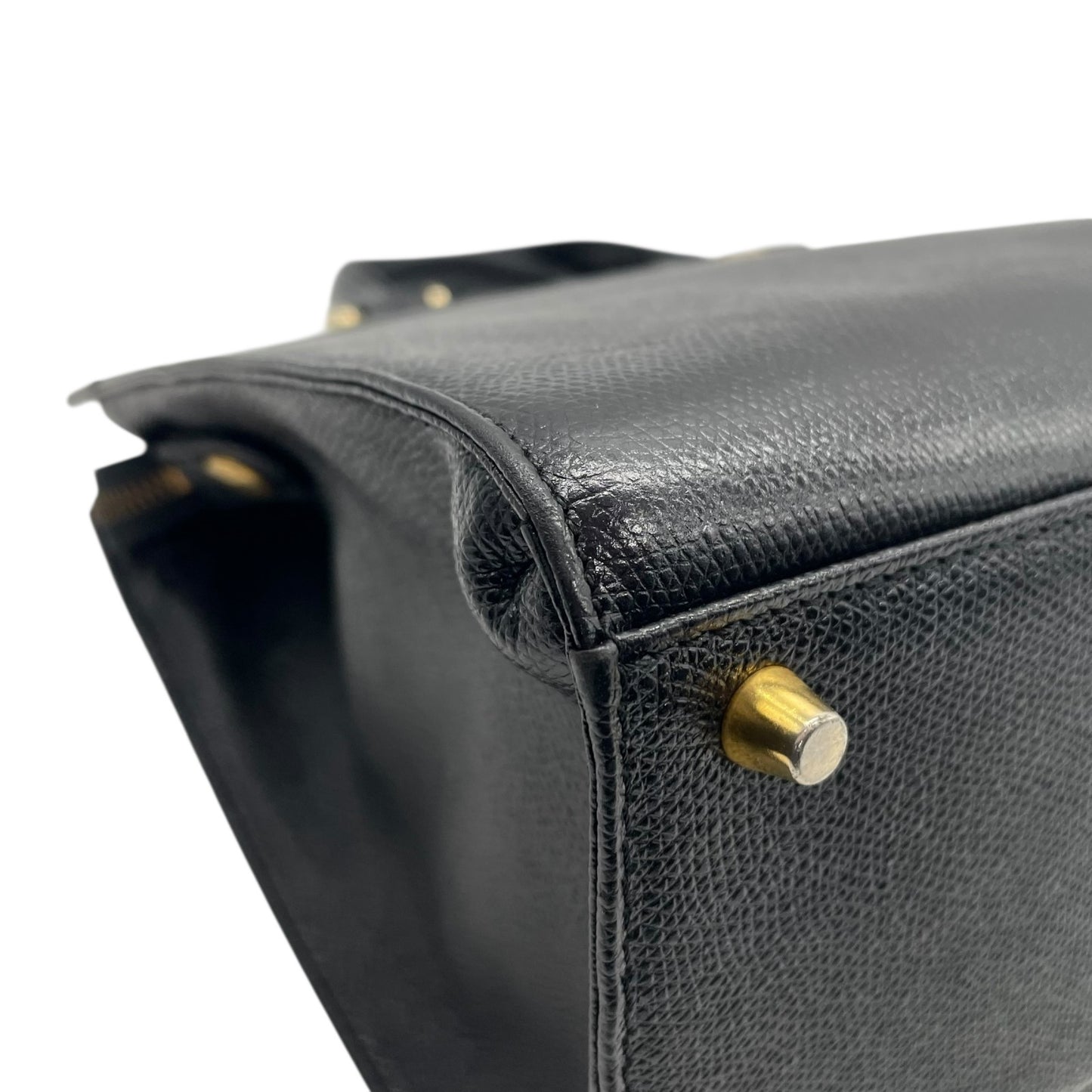 Authentic GIANNI VERSACE Black Sunburst Embossed Leather Handbag Gold Hardware Vintage Archive Women