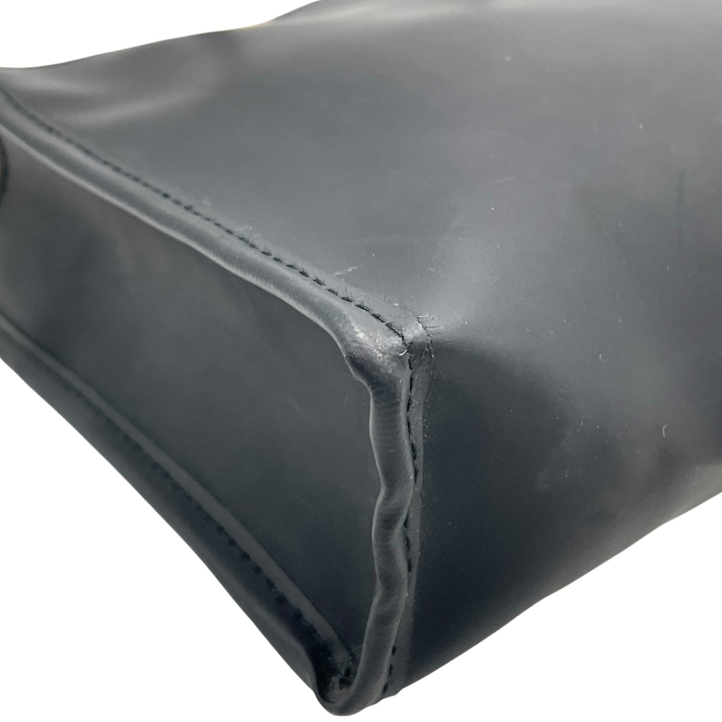 フェンディ FENDI ミニハンドバッグ ポーチ 黒 ブラック PVC ロゴ ゴールド金具 レディース K10