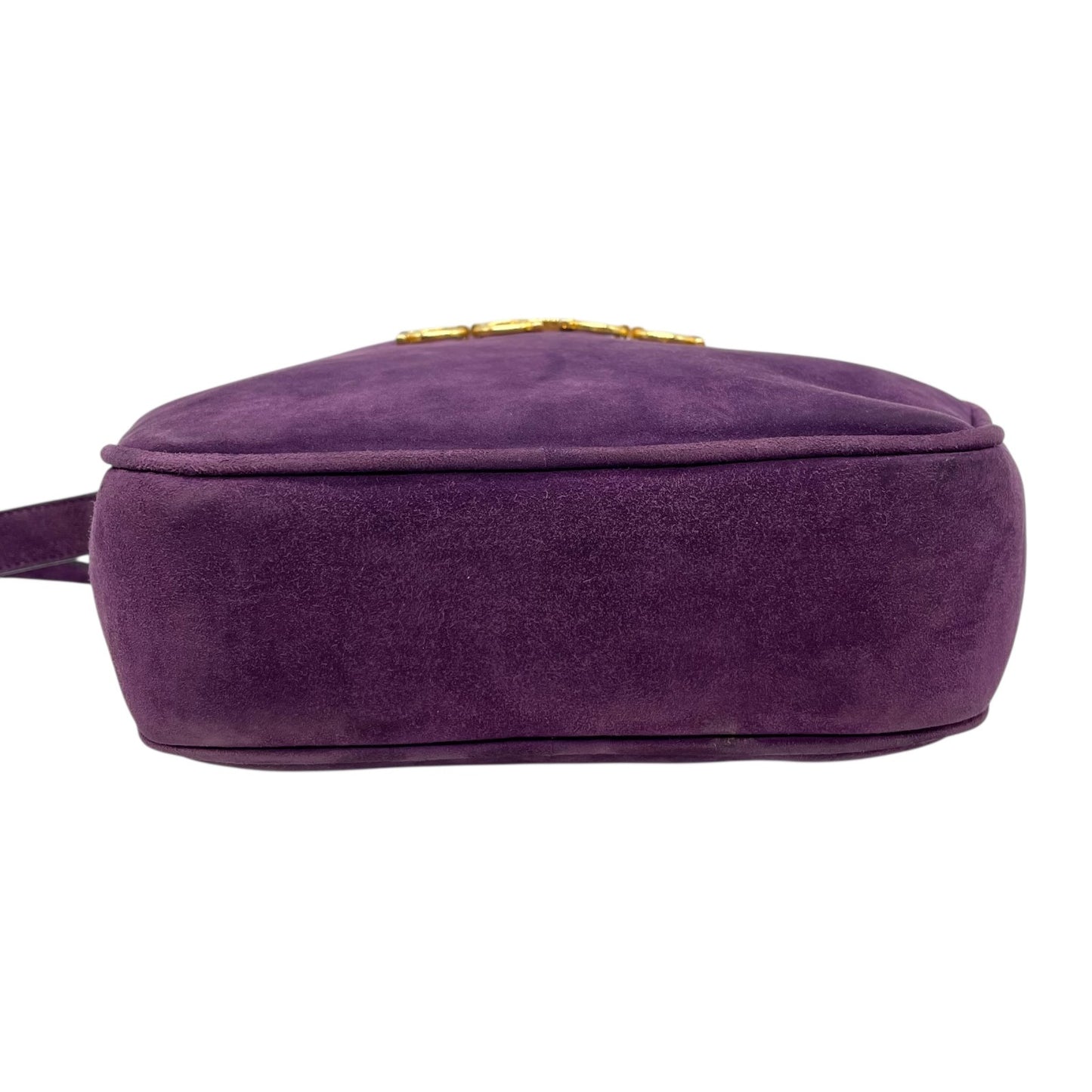 美品 Salvatore Ferragamo フェラガモ ガンチーニ ダブルガンチーニ ショルダーバッグ 紫 パープル スエード ゴールド金具 斜め掛け可 ポシェット ヴィンテージ レディース D7