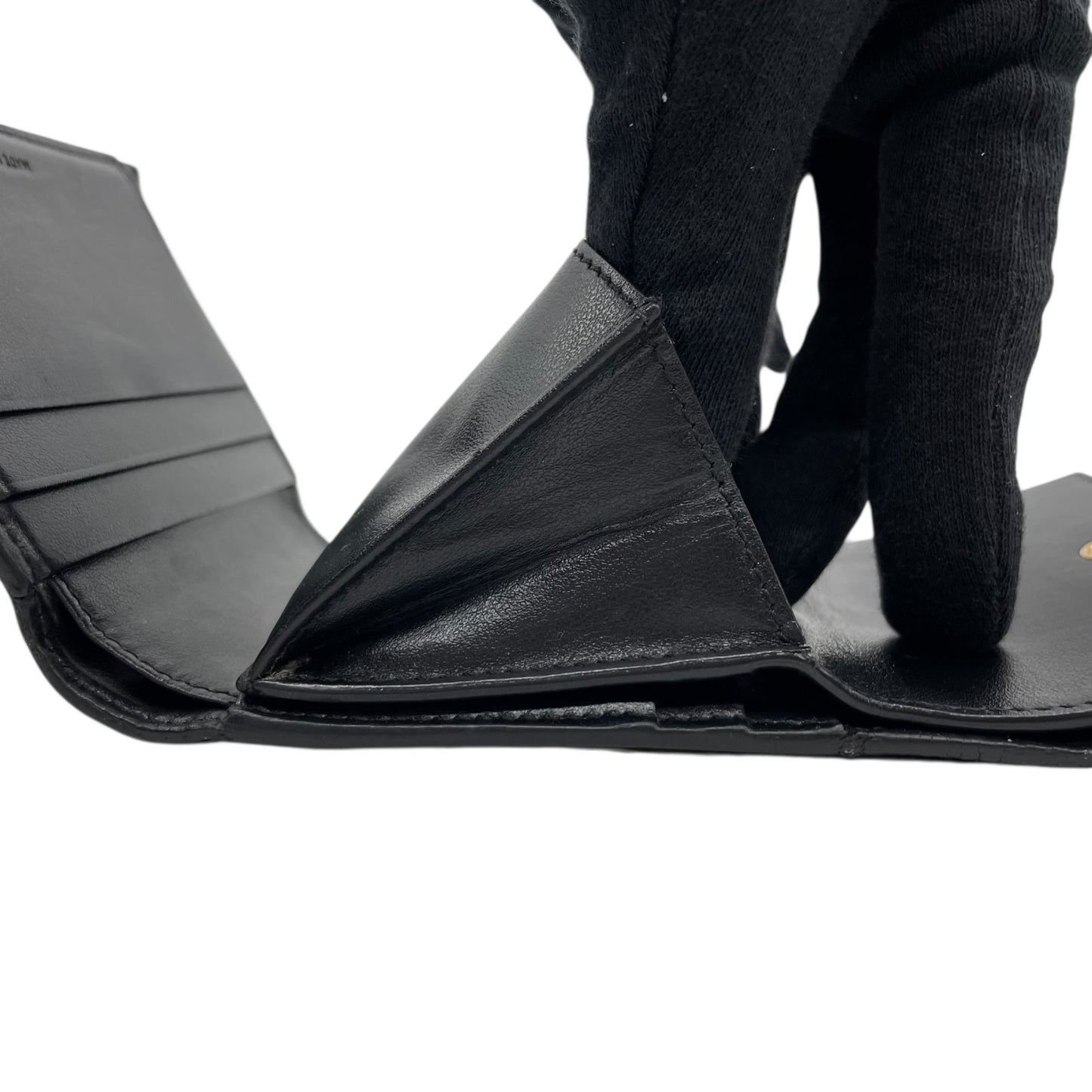 Authentic CELINE Triomphe Compact Wallet Black Leather Gold Hardware with Box