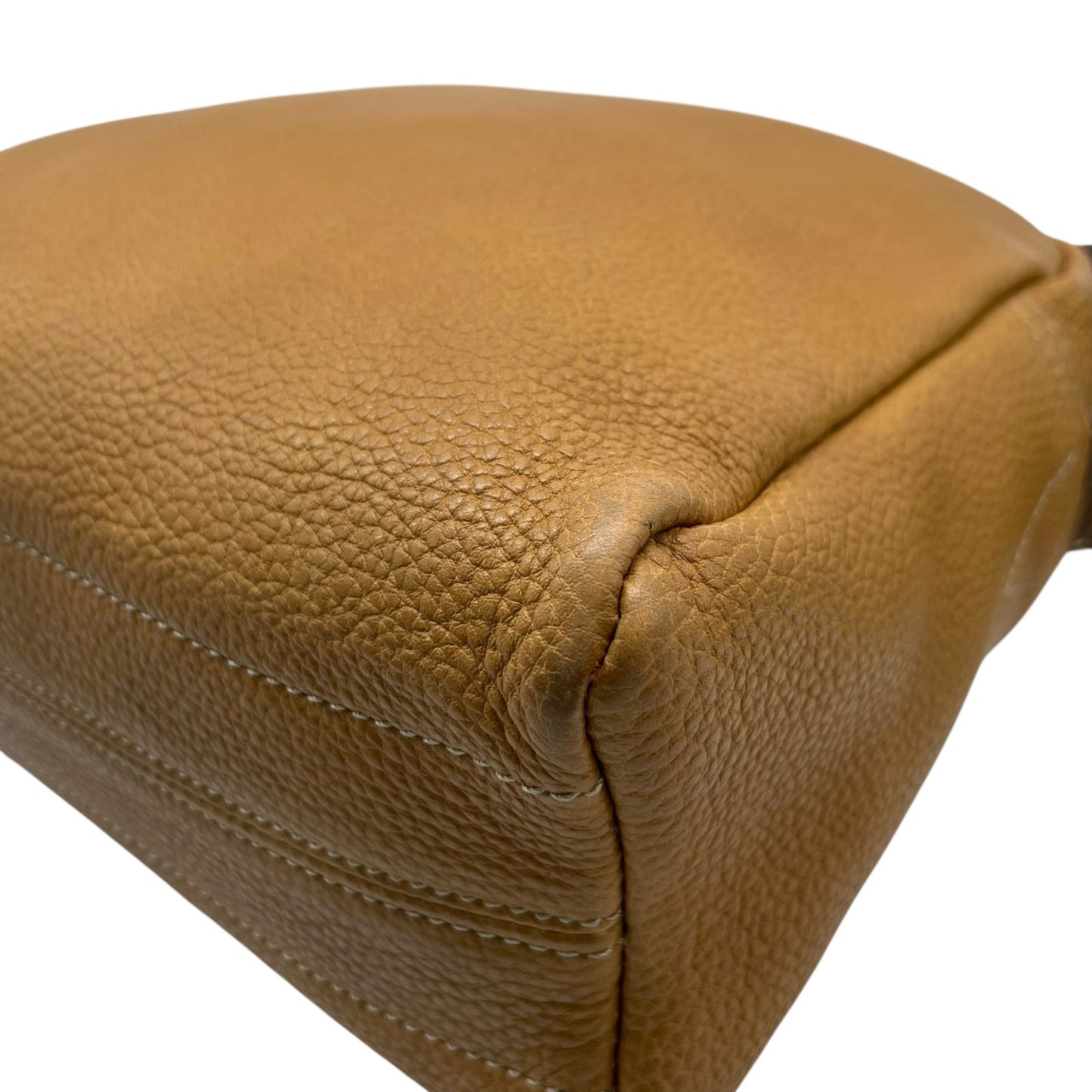 Authentic LOEWE Anagram Embossed Leather Shoulder Bag Camel Gold