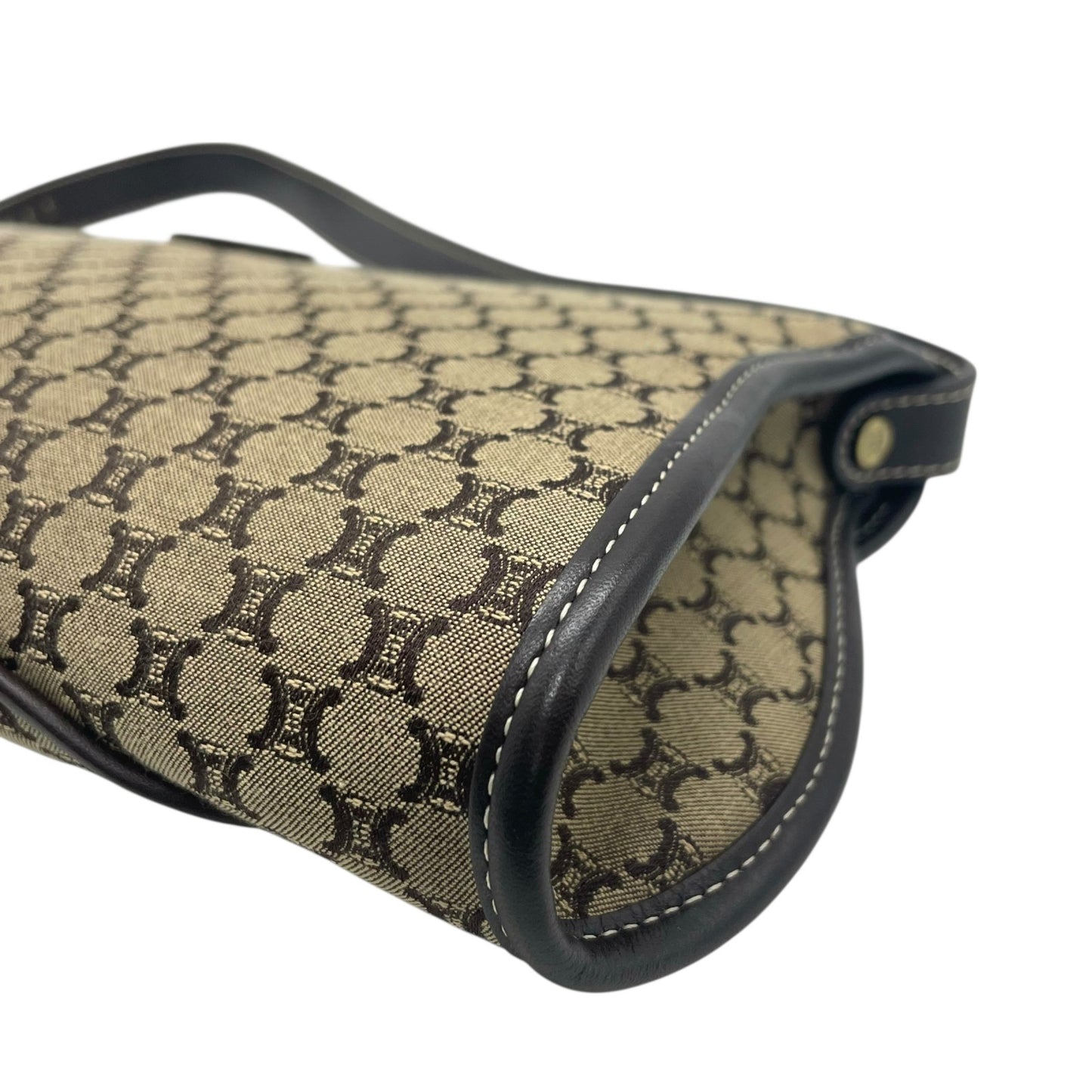 美品 CELINE セリーヌ マカダム トリオンフ ショルダーバッグ キャンバス×レザー ベージュ×ブラウン レディース ヴィンテージ 正規品 K9