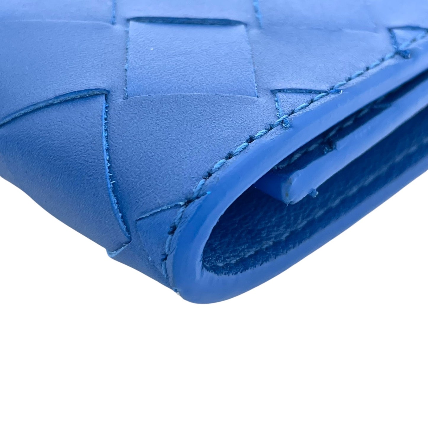 【新品同様】 BOTTEGA VENETA ボッテガヴェネタ マキシイントレチャート コインケース（小銭入れ） レザー ブルー 保存箱付き 正規品 ユニセックス M5