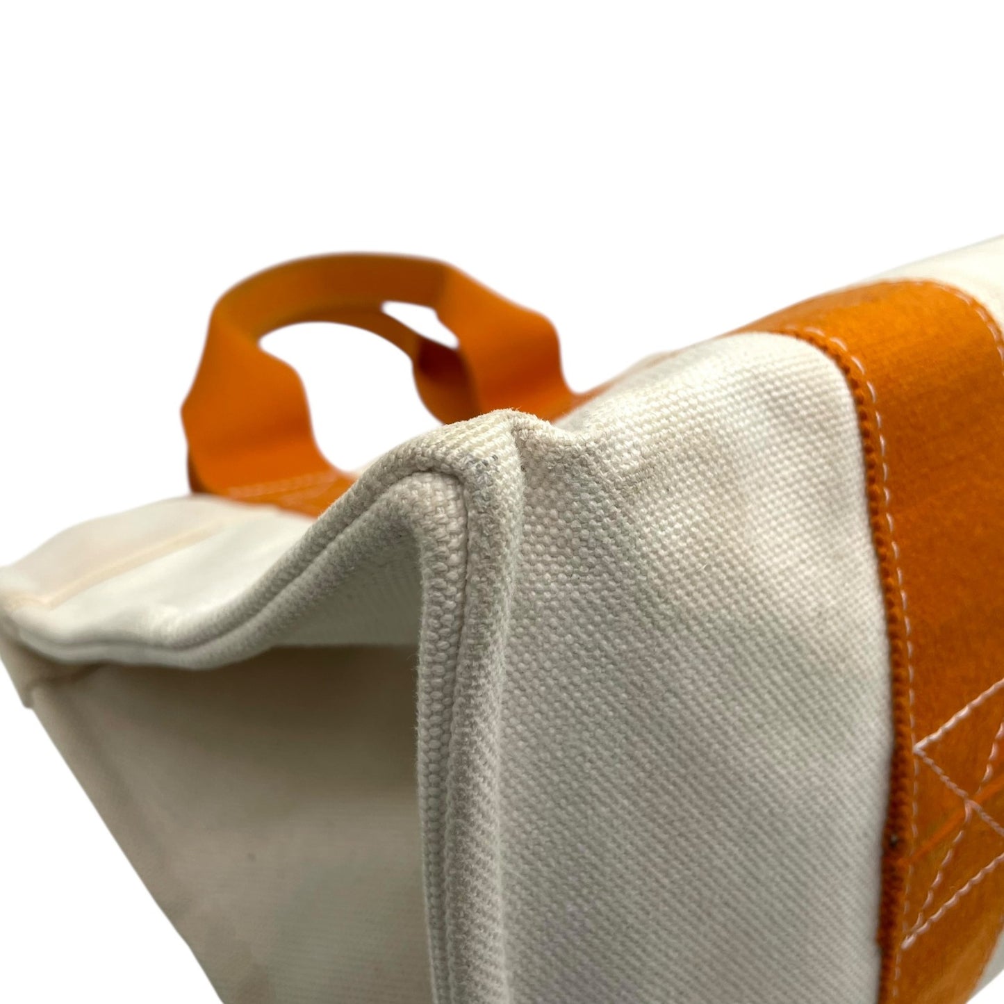 HERMES エルメス ボラボラPM ボラボラトート トートバッグ ハンドバッグ キャンバス アイボリー オレンジ シルバー金具 レディース B