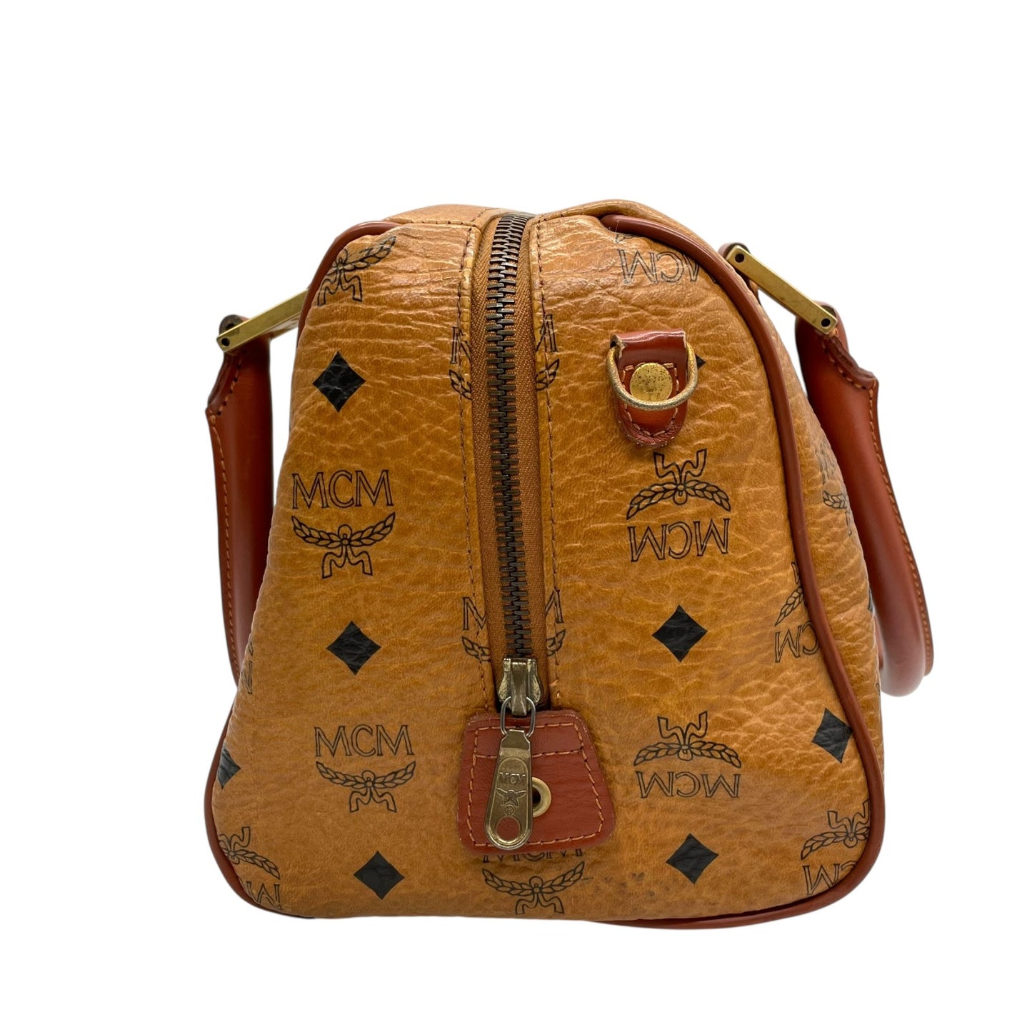 MCM エムシーエム ヴィセトス柄 ボストンバッグ 2WAY ハンドバッグ ショルダーバッグ レザー ブラウン 茶色 ヴィンテージ C