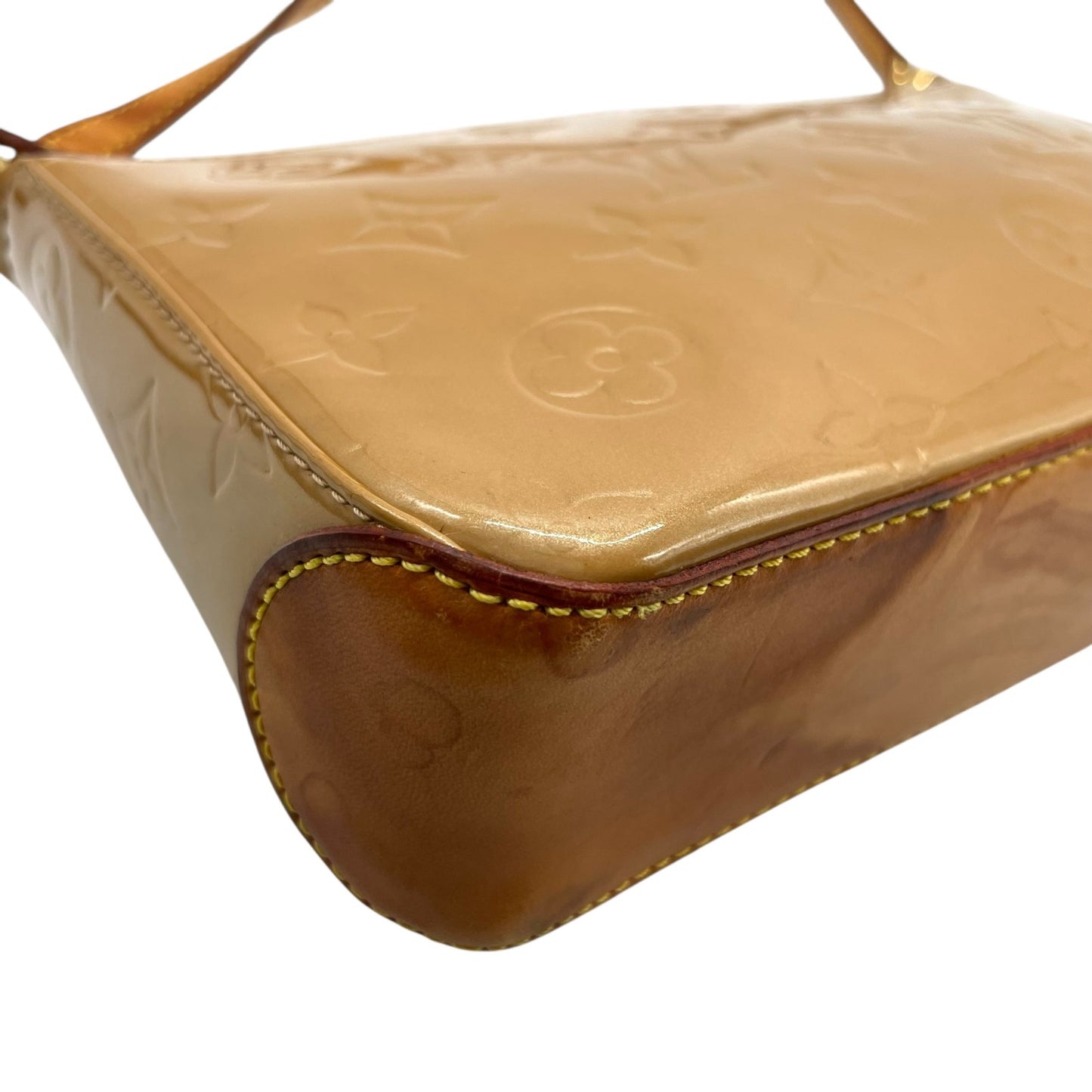 LOUIS VUITTON ルイヴィトン モノグラム ヴェルニ ハンドバッグ マロリー・スクエア M91197 アクセサリーポーチ ミニバッグ ハンドバッグ ワンショルダー 肩掛け可 キャメル ブラウン パテントレザー ゴールド金具 レディース K4