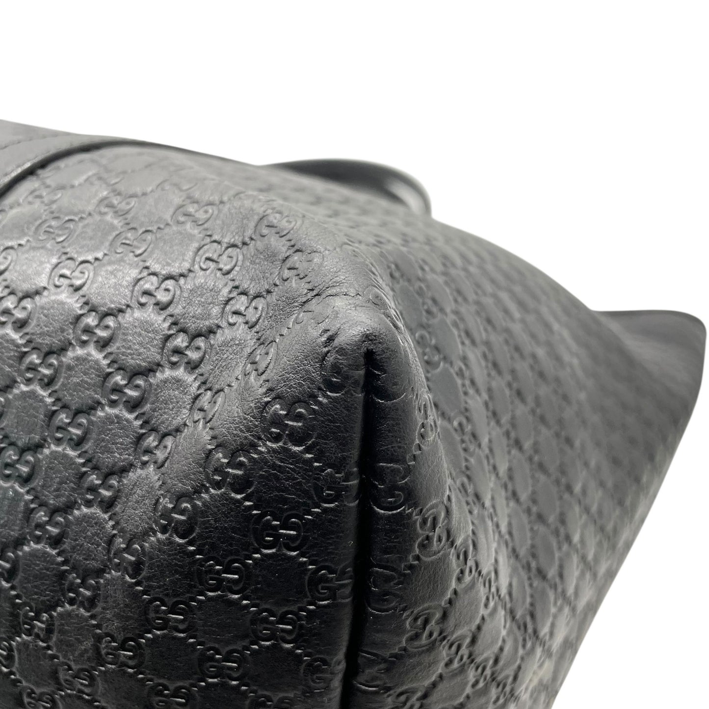 美品 GUCCI グッチ マイクログッチシマ トートバッグ 449648 黒 ブラック レザー ゴールド金具 肩掛け可 A4収納可 メンズ レディース E