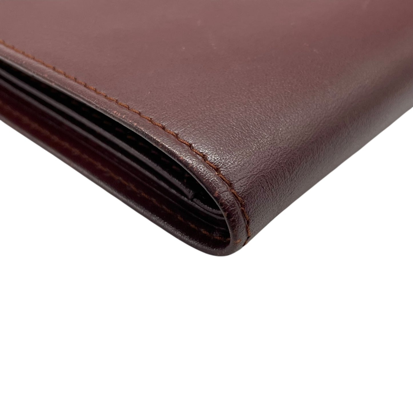 美品 カルティエ Cartier マストライン 二つ折り財布 ボルドー 赤 ワインレッド レザー ゴールド金具 ヴィンテージ メンズ レディース M5