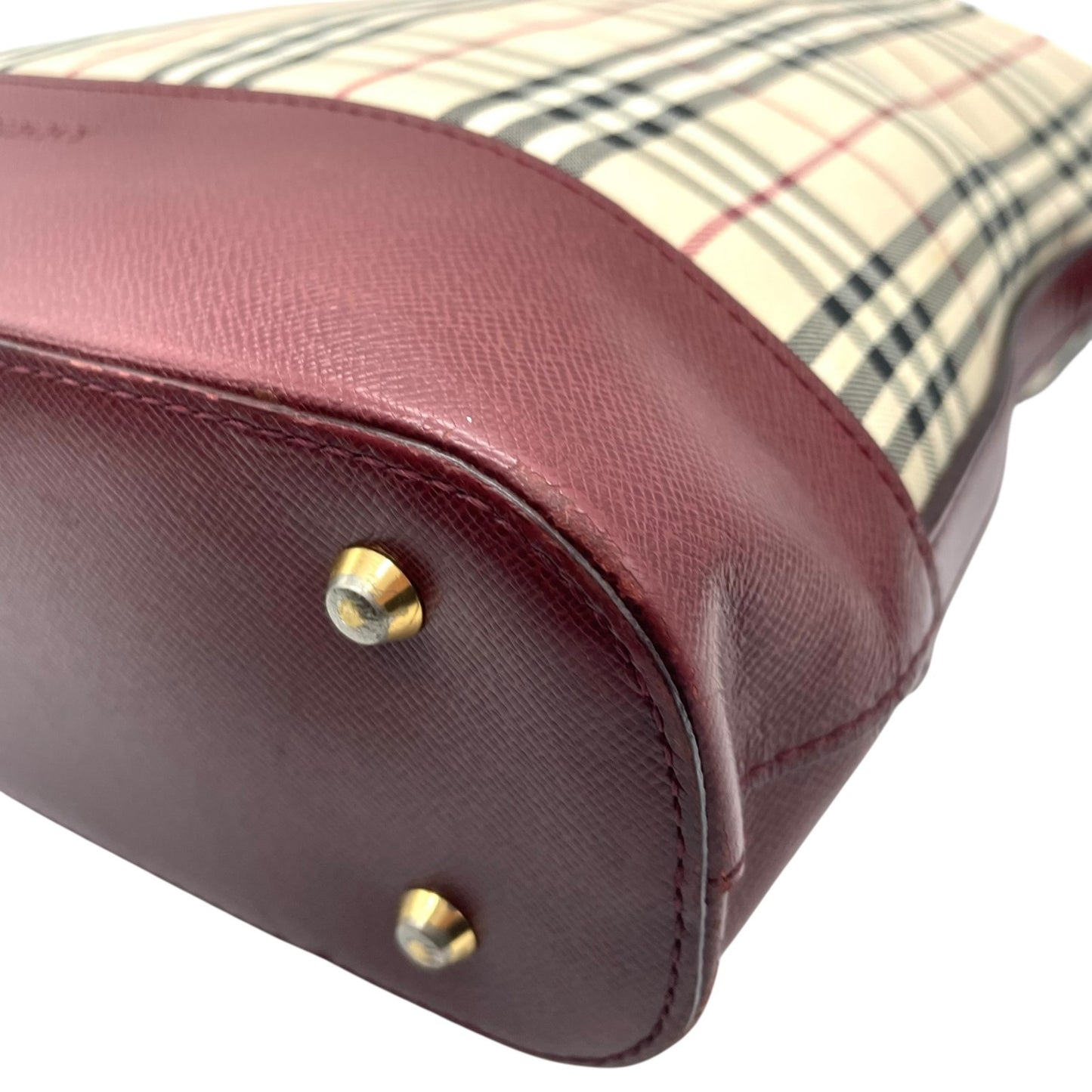 バーバリー Burberry ヴィンテージ ショルダーバッグ ハンドバッグ ノバチェック 赤 ボルドーレザー ワンショルダー C8