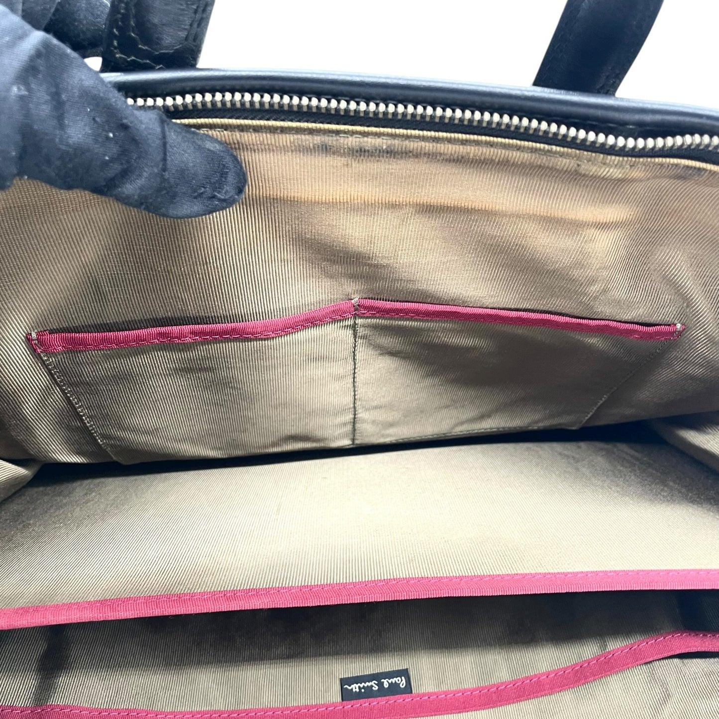 ポールスミス Paul Smith ビジネスバッグ ブリーフケース ナイロン×レザー 黒 ブラック マルチストライプ メンズ S14