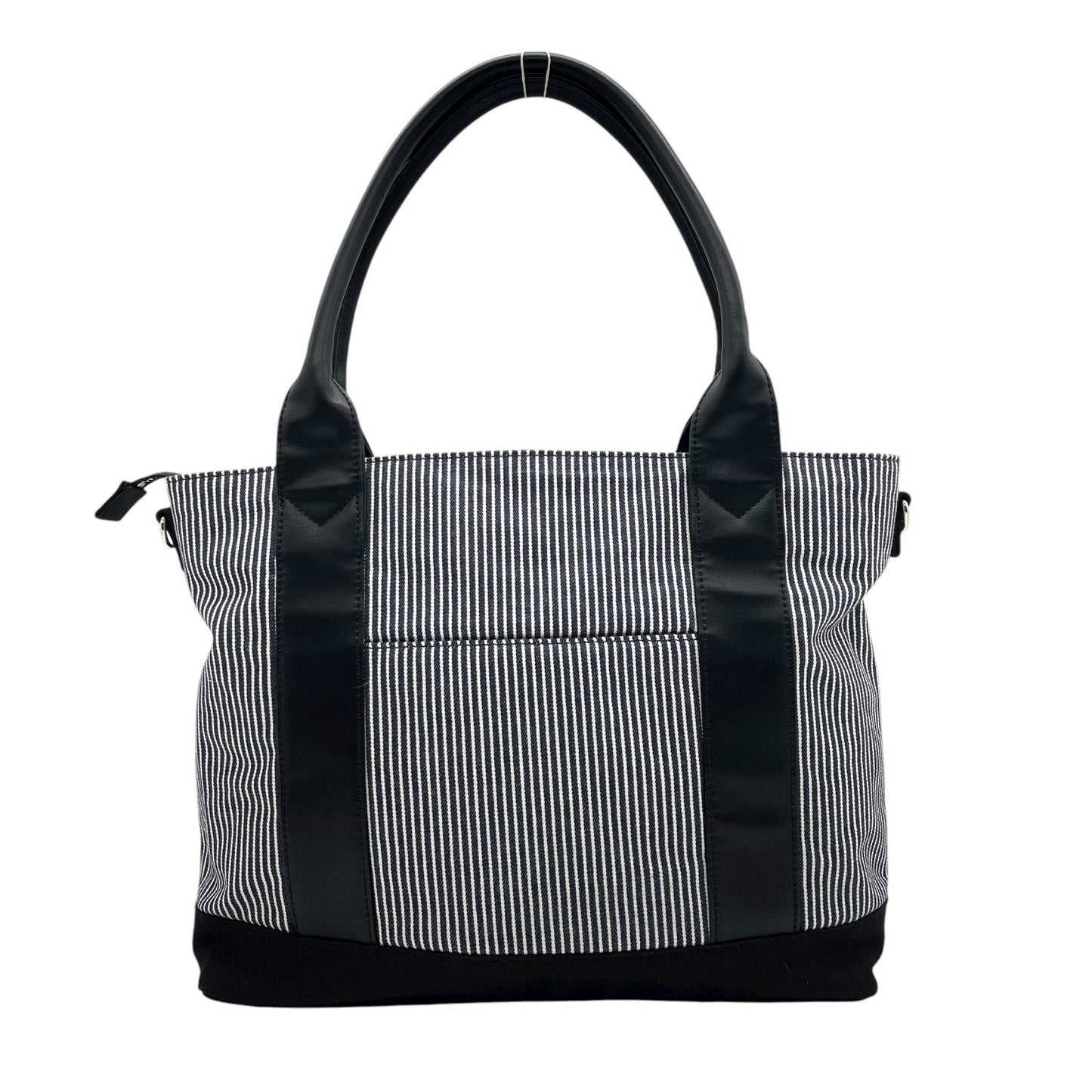 マリークヮント MARY QUANT トートバッグ ストライプ デイジー 花モチーフ ショルダー付き 2WAY 黒 ブラック ホワイト T3