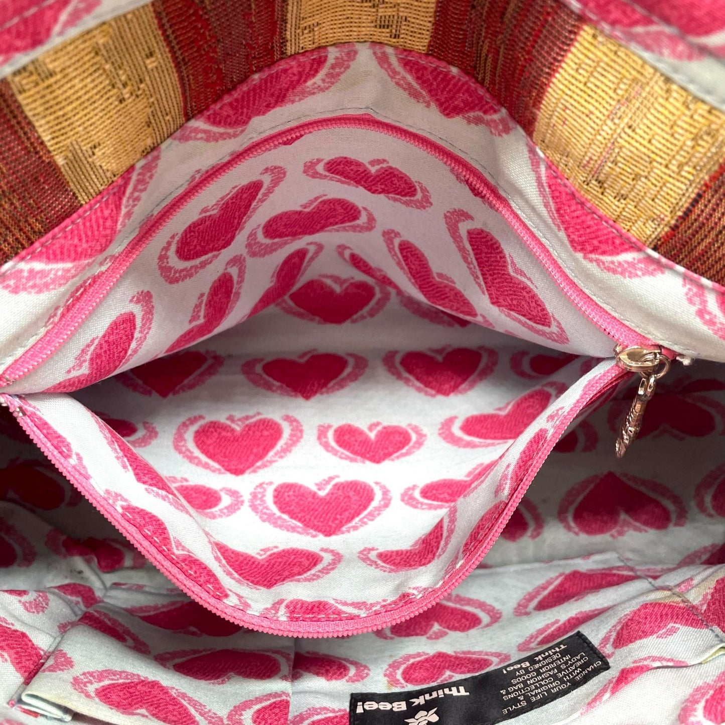 シンクビー Think Bee! ハンドバッグ トートバッグ アメリカ国旗 星柄 ラインストーン スパンコール マルチカラー デニム S90