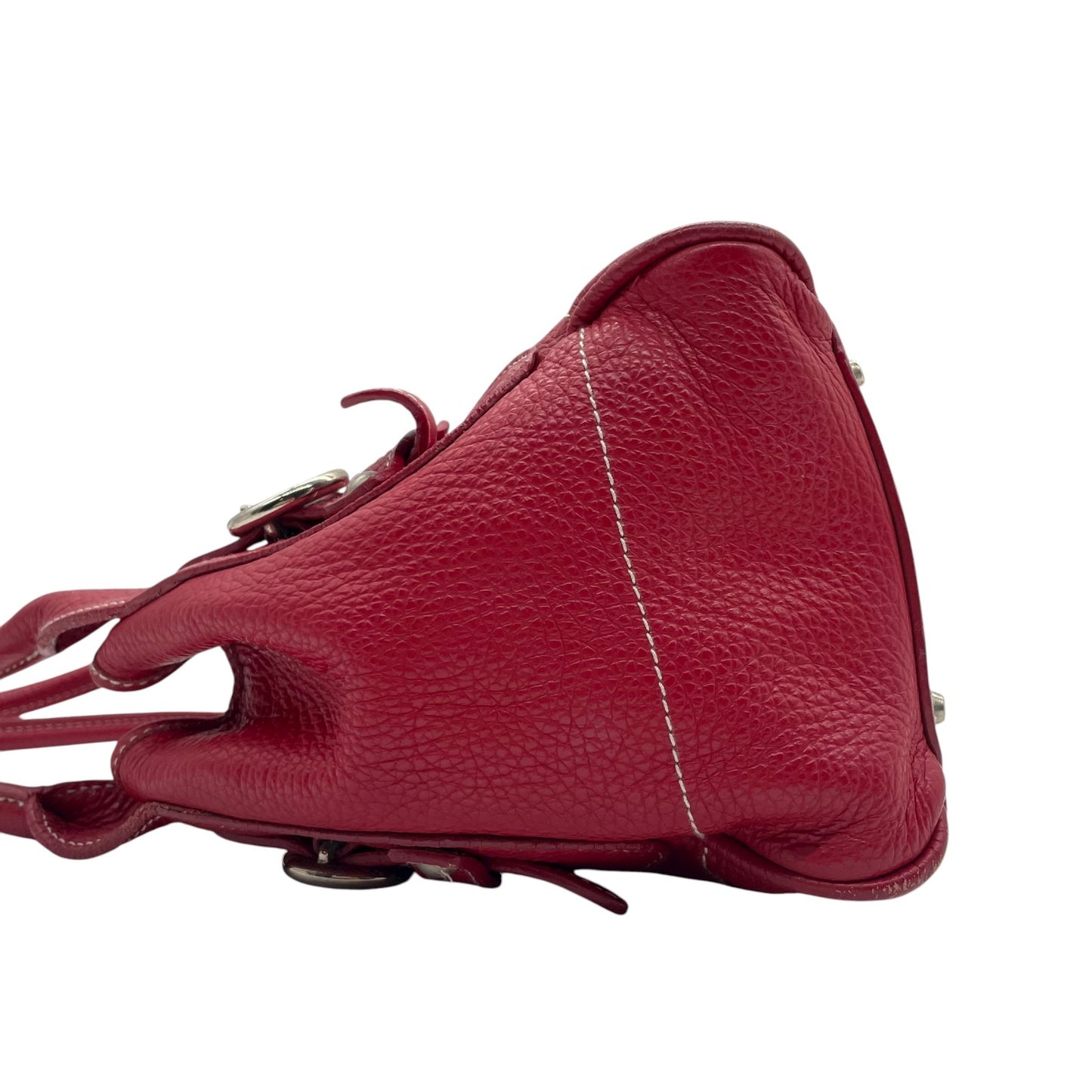 フルラ FURLA レザー ハンドバッグ トートバッグ ショルダー付き 赤 レッド シルバー金具 S93