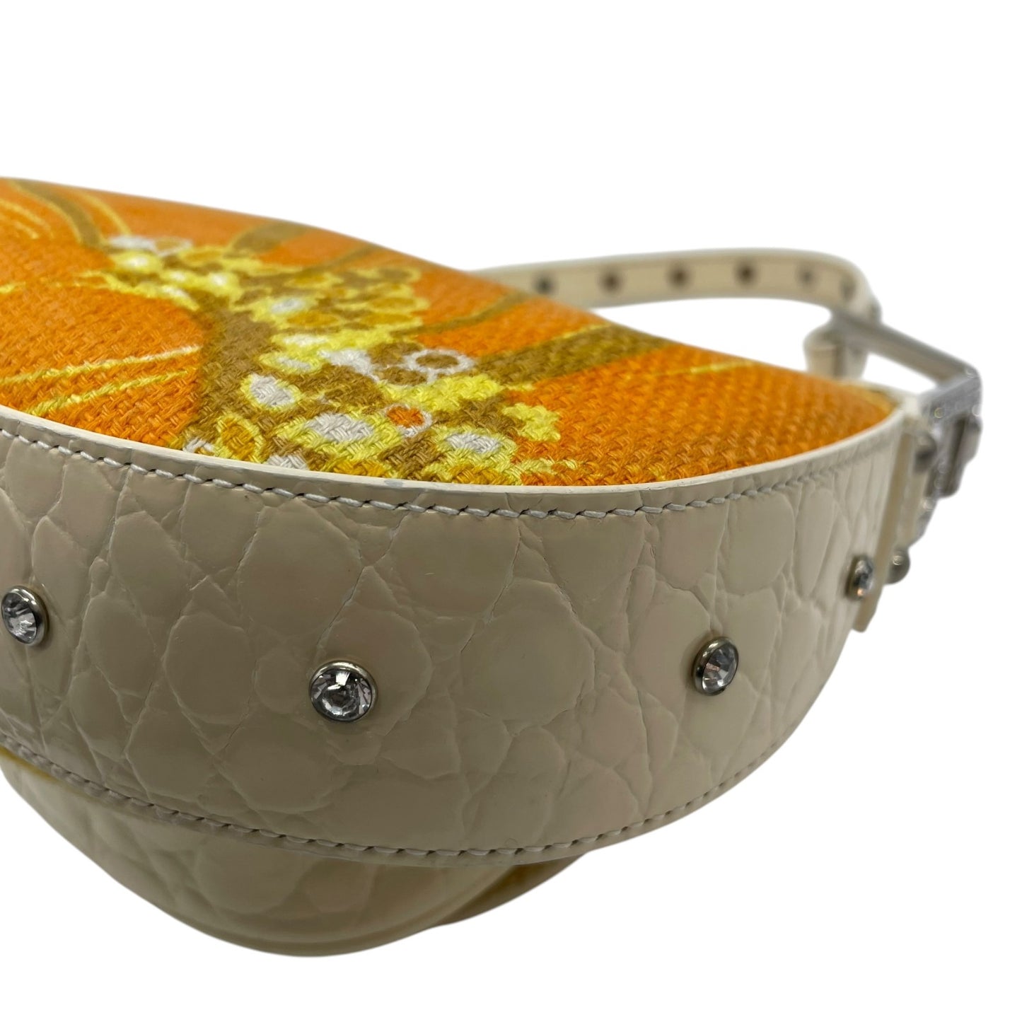 ドルチェ＆ガッバーナ DOLCE & GABBANA D&G ドルガバ ミニバッグ ワンショルダー クロコ型押し フラワー柄 オレンジ イエロー C5