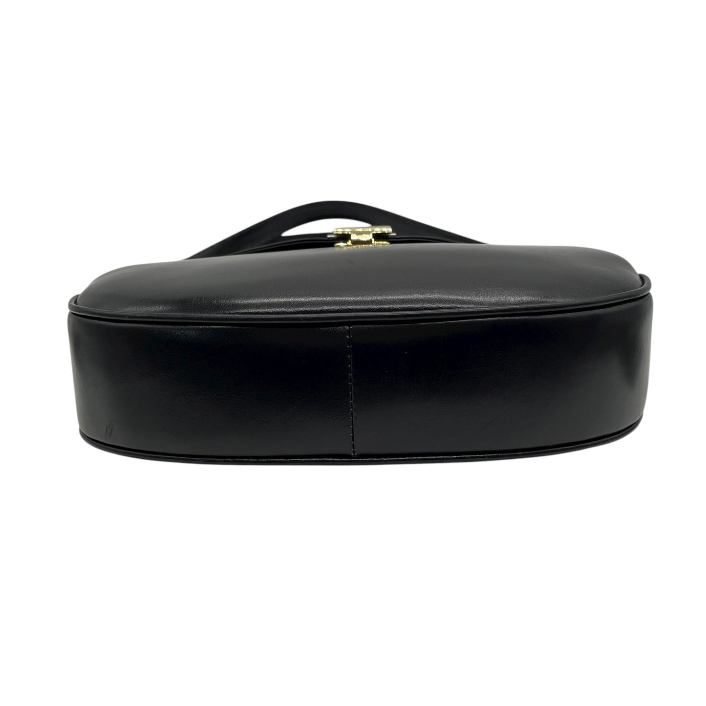 美品 バリー BALLY ショルダーバッグ ワンショルダー ハンドバッグ 2WAY レザー 黒 ブラック 金金具 ゴールド金具 トライアングルロゴ フラップ ヴィンテージ D4