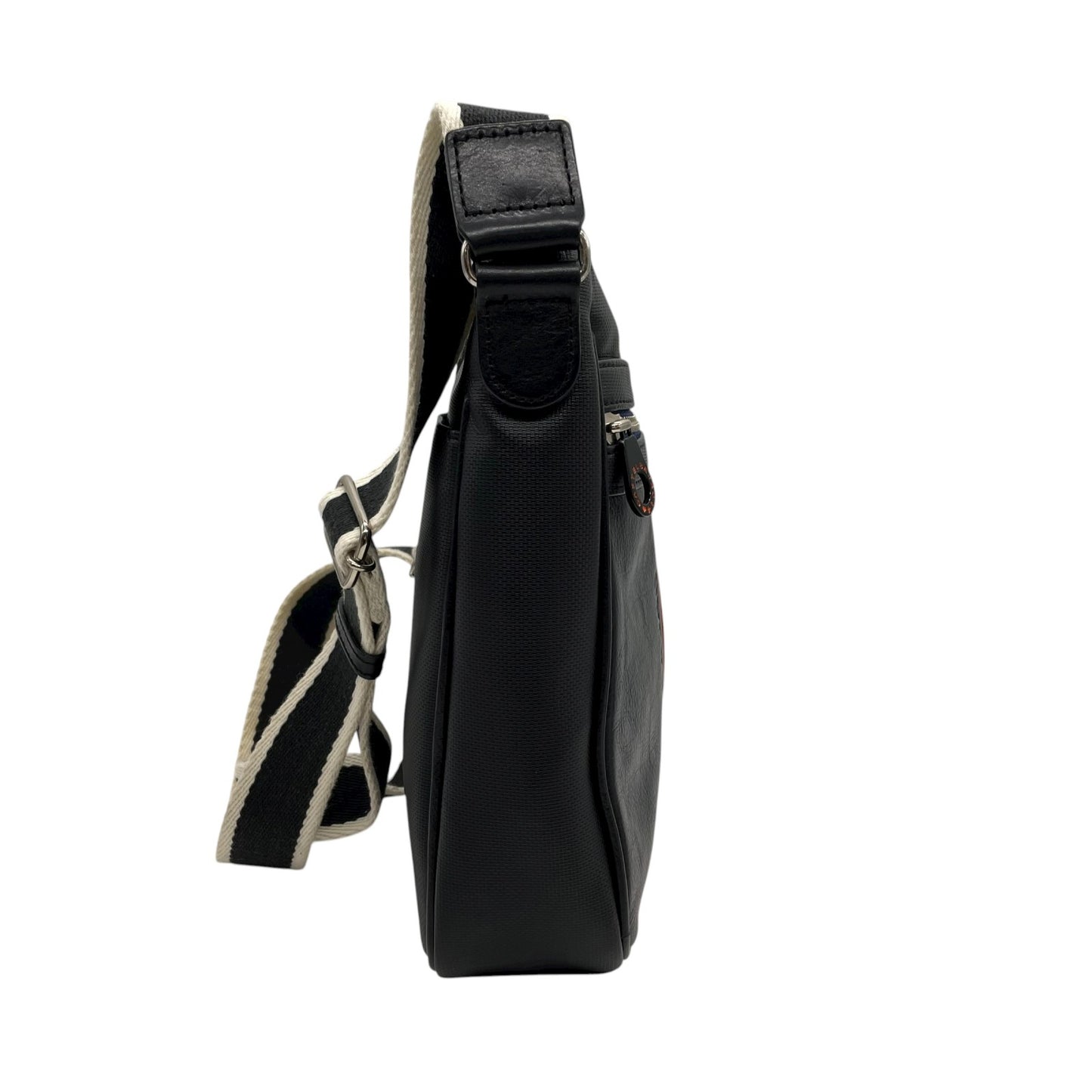 美品 カステルバジャック CASTELBAJAC ショルダーバッグ クロスボディ ロゴ刺繍 レザー ナイロン 黒 ブラック C11