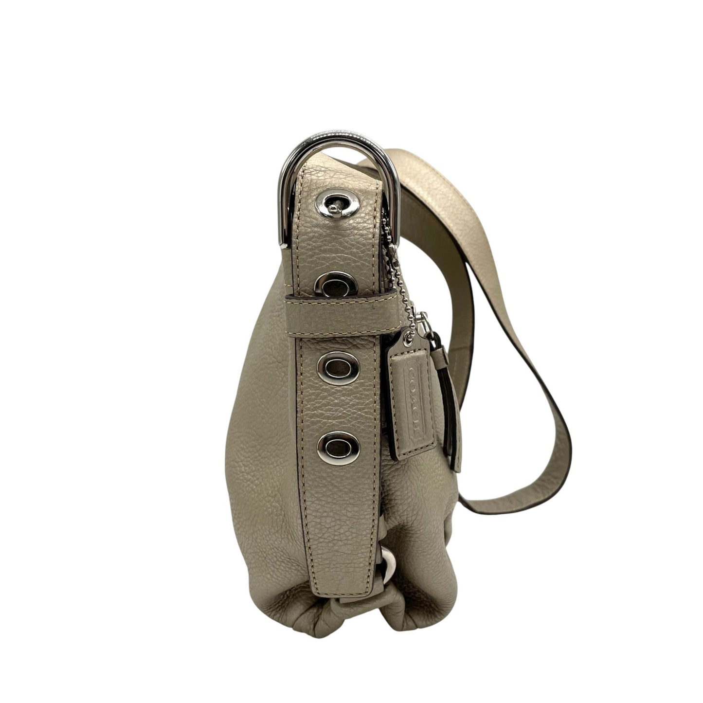 コーチ COACH レザー ショルダーバッグ 肩掛け F15065 グレージュ ベージュ シルバー金具 柔らかいシボ革 上品 C5