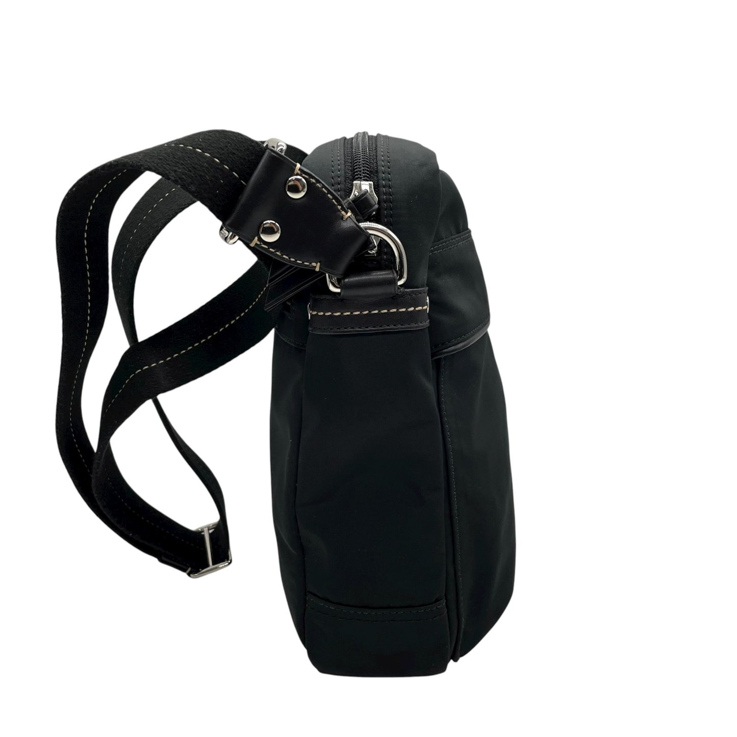 未使用級 美品 コーチ COACH ナイロン レザー ショルダーバッグ クロスボディ 70204 黒 ブラック 軽量 メンズ レディース S24