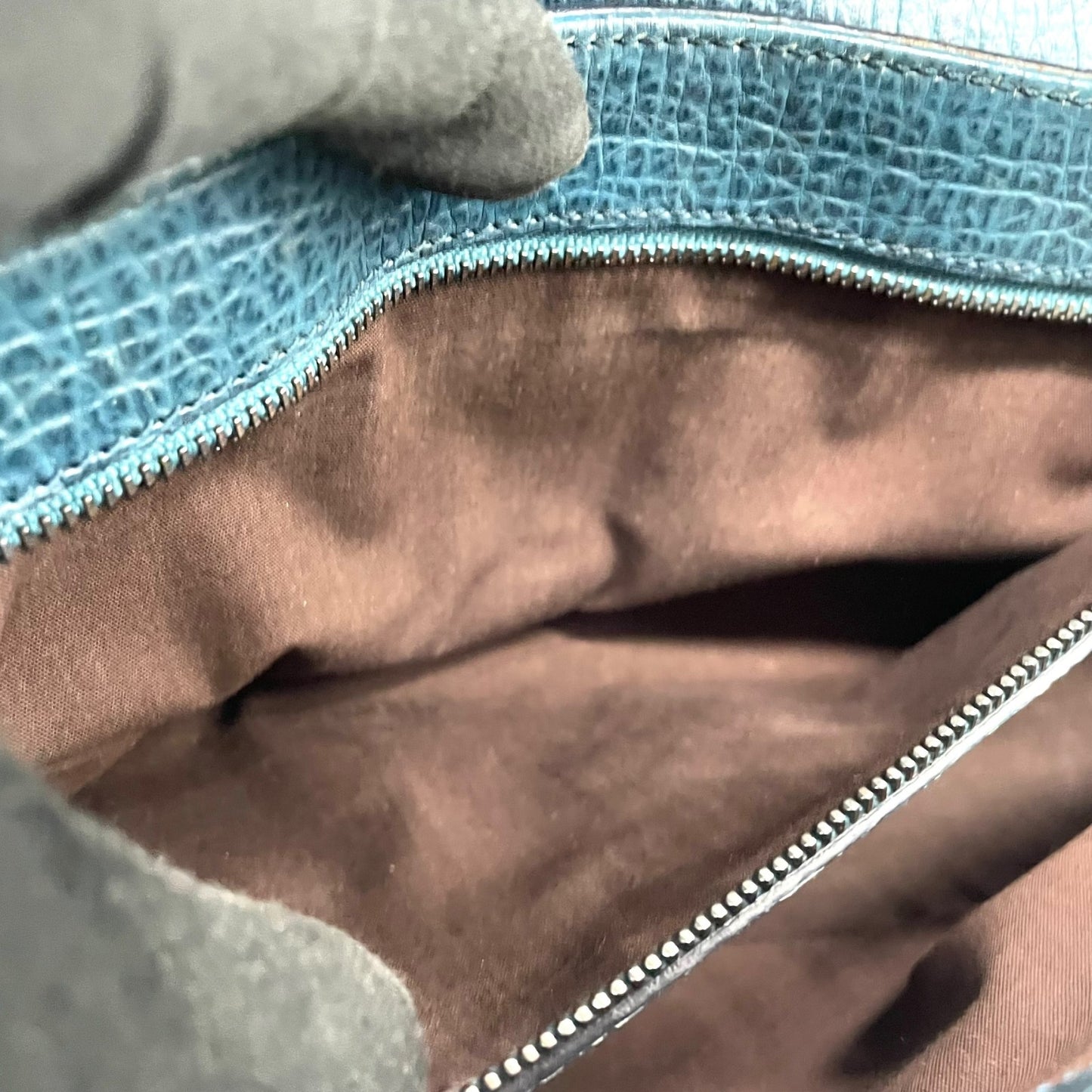 トッズ TOD’S ハンドバッグ ミニボストン グレインレザー 青 ブルー シルバー金具 レディース A7