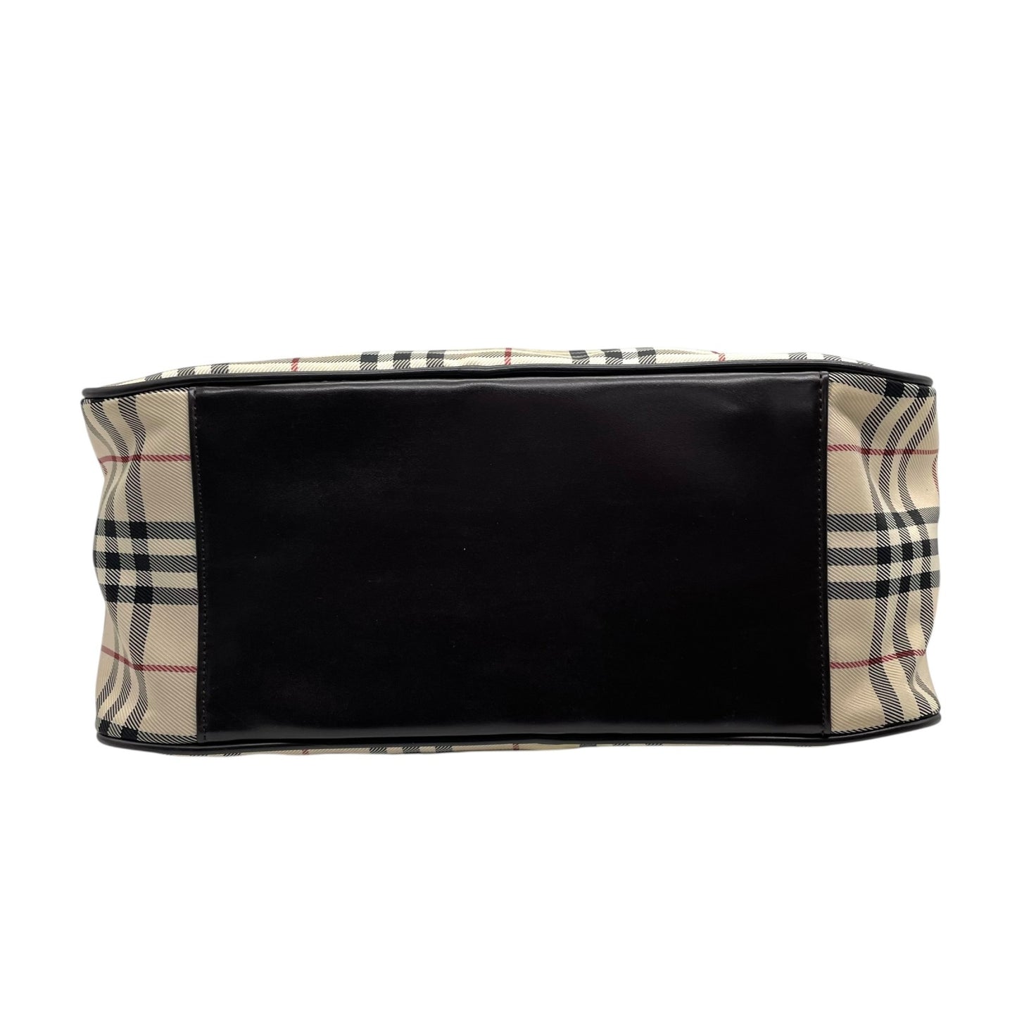 美品 バーバリー BURBERRY ハウスチェック ノバチェック ボストンバッグ レザー キャンバス 茶色 ブラウン×ベージュ ロゴプレート C7