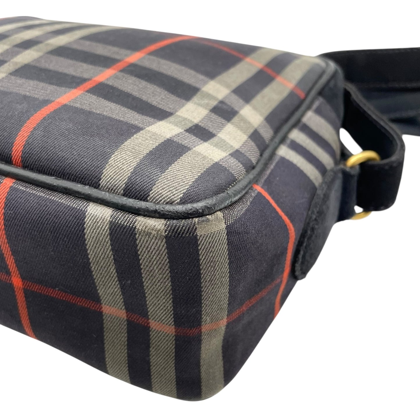 バーバリーズ Burberrys ノバチェック ショルダーバッグ ネイビー 紺 ゴールド金具 ヴィンテージ ロゴエンブレム B3