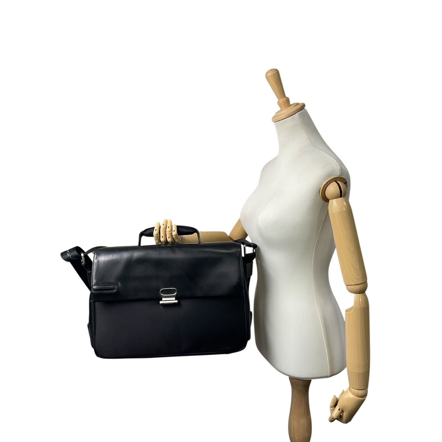 ピクアドロ Piquadro ビジネスバッグ ショルダーバッグ ナイロン×レザー 黒 ブラック メンズ 通勤 2WAY イタリア製 E