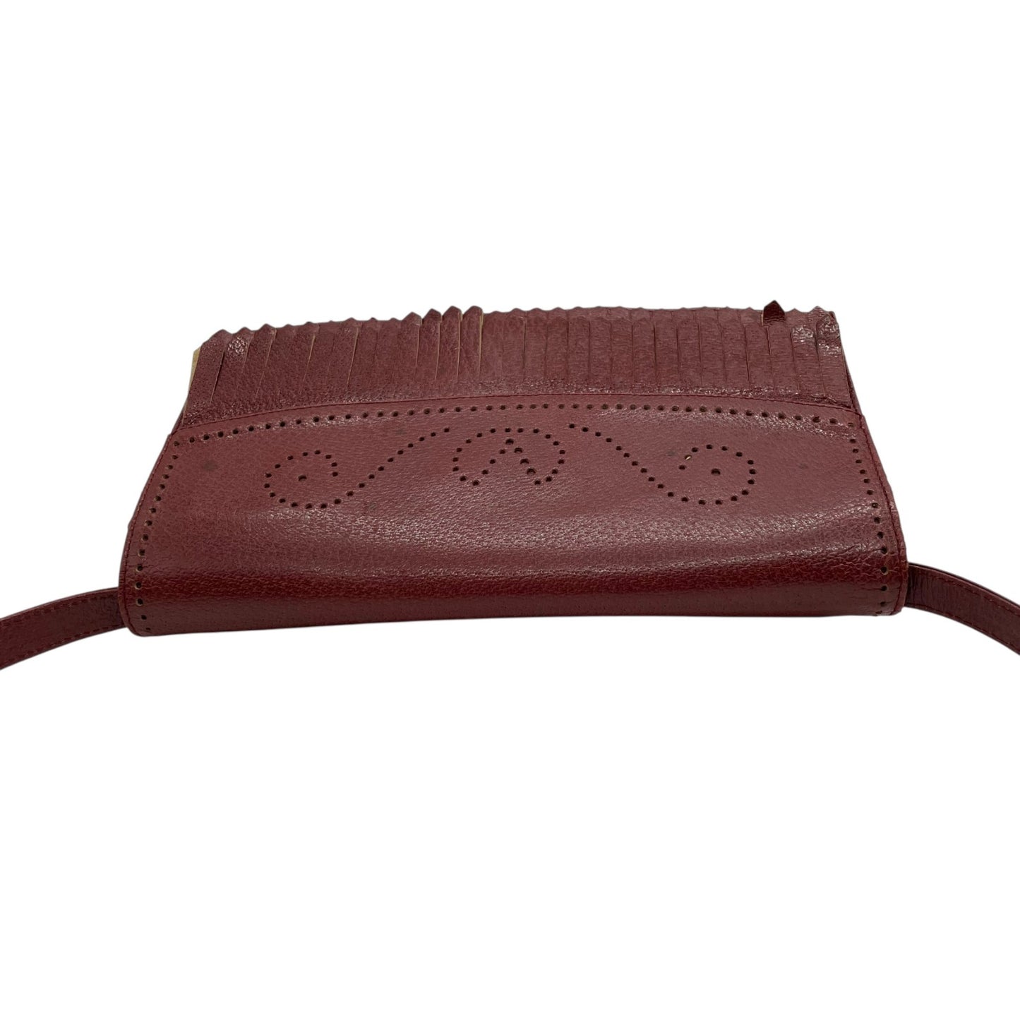 ヴァレンティノ ガラヴァーニ VALENTINO GARAVANI ショルダーバッグ メッセンジャーバッグ レッド ボルドー ワインレッド レザー フリンジ レディース S80