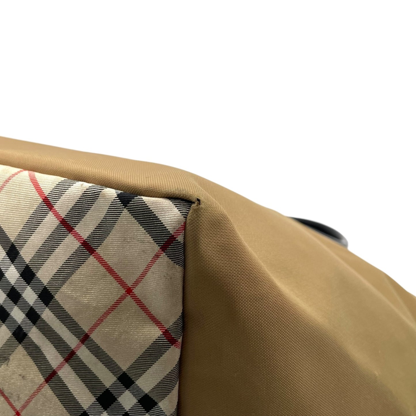 バーバリーブルーレーベル BURBERRY BLUE LABEL ハンドバッグ トートバッグ カーキベージュ ナイロン レザー ノバチェック ファスナー開閉 手提げ レディース Z3