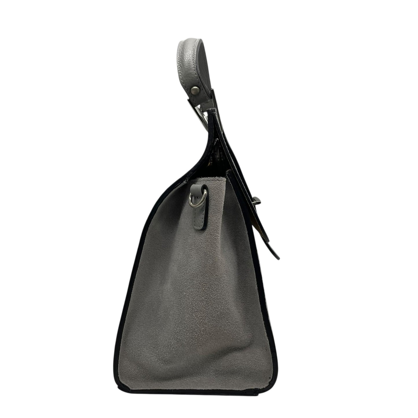 美品 CAMELIA ROMA カメリア 2WAY ハンドバッグ ショルダーバッグ グレー レザー スエード シルバー金具 手提げ 斜め掛け可 エレガント コンパクト レディース Q