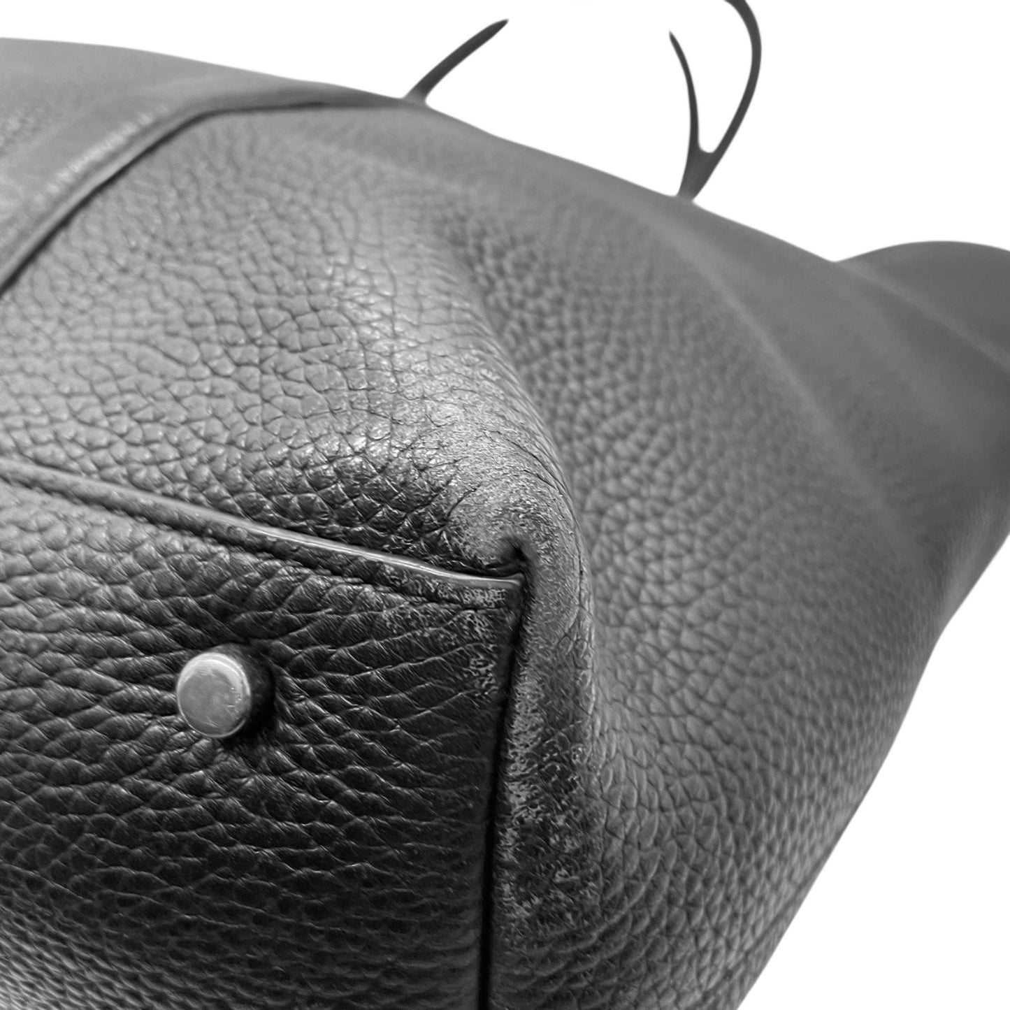 COACH コーチ 2WAY トートバッグ ショルダーバッグ 黒 ブラック レザー シボ革 シルバー金具 ロゴ 肩掛け可 斜め掛け可 ビジネス メンズ レディース J