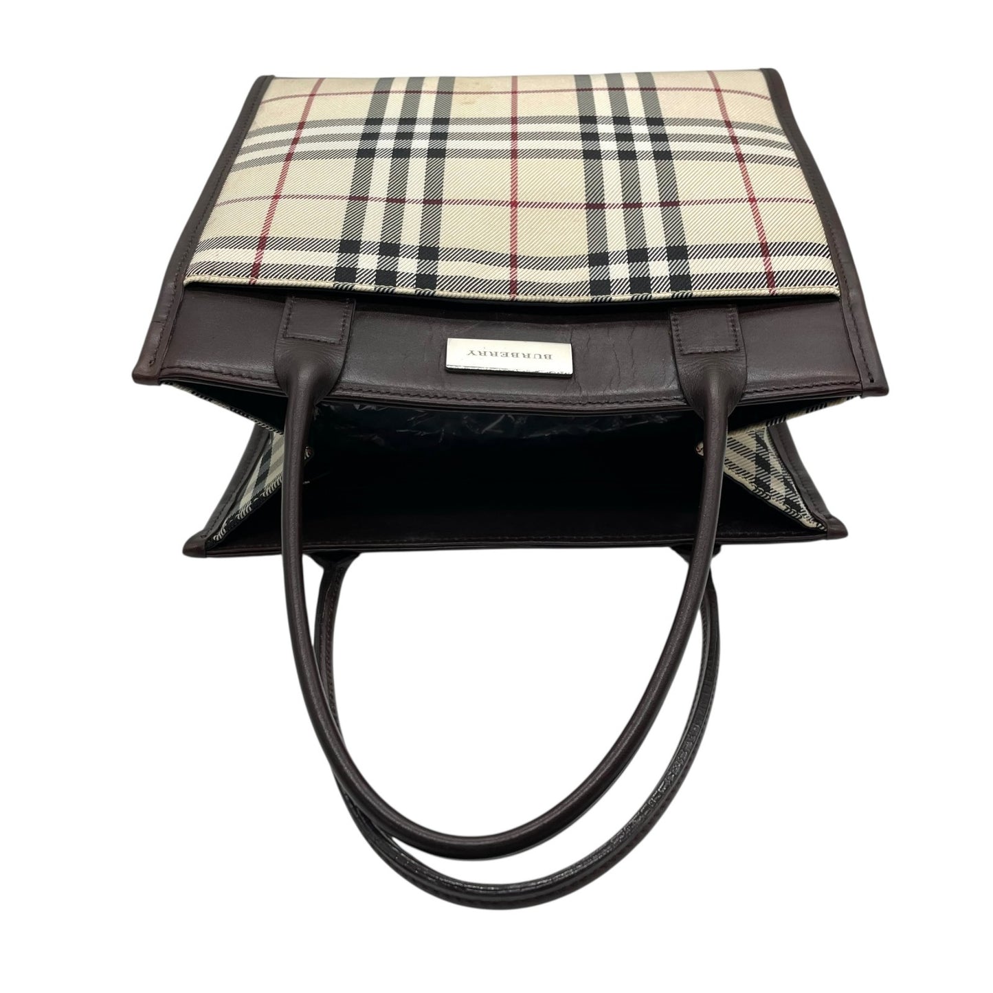 バーバリー BURBERRY トートバッグ ハンドバッグ ノバチェック ベージュ ブラウン 茶色 キャンバス レザー